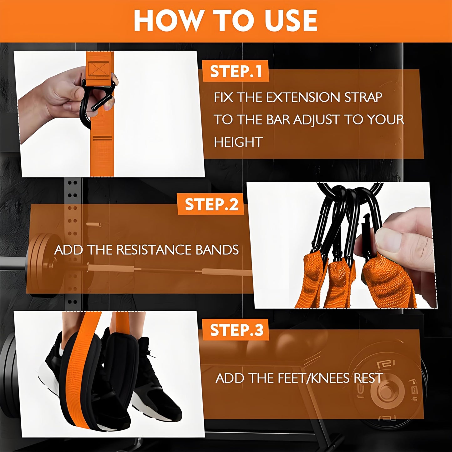 Pull Up Assistance Bands, 300lbs Heavy Duty Resistance Bands for Pull Up, 4 Bands Adjustable Workout Band for Women Men (Orange)