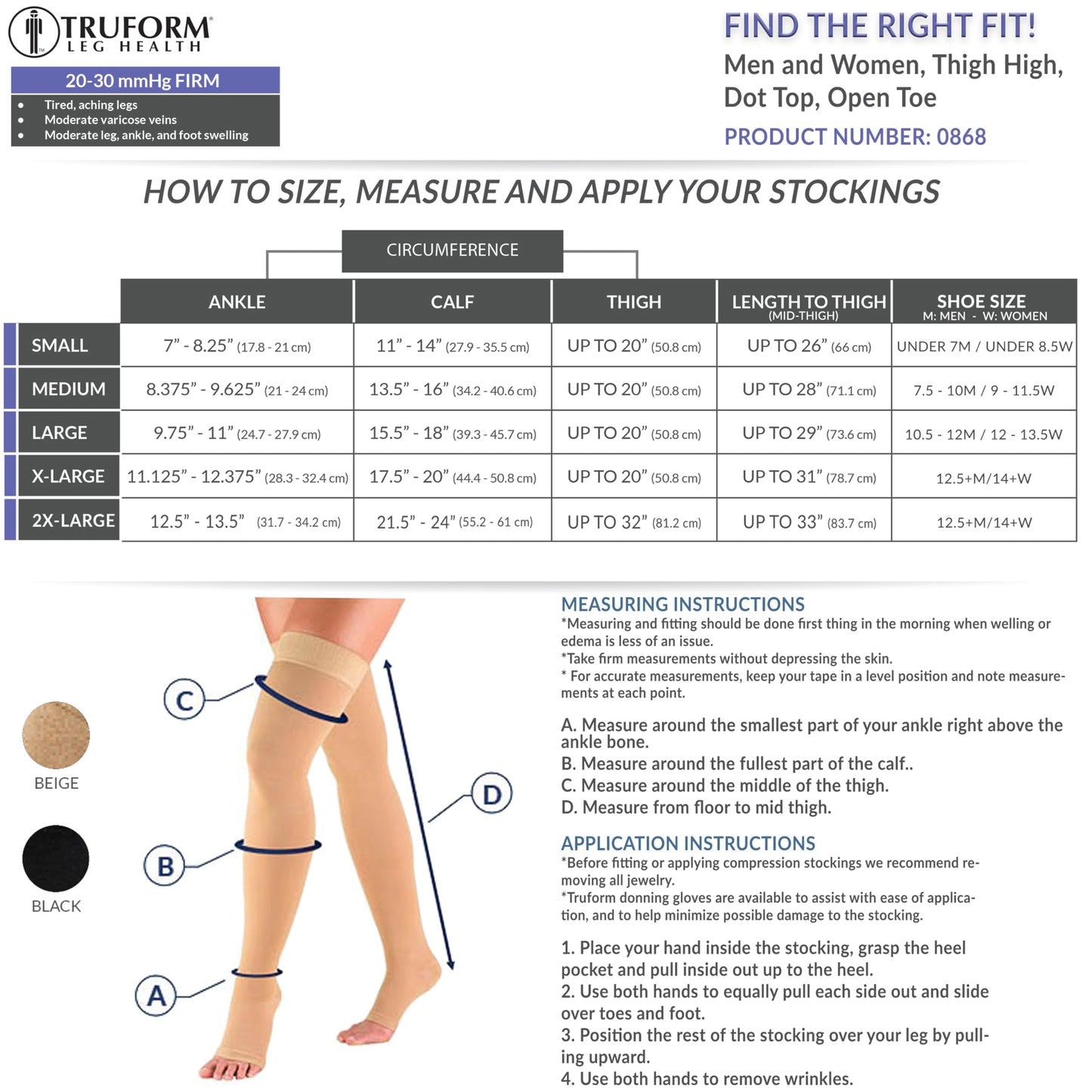 Truform 20-30 mmHg Compression Stockings for Men and Women, Thigh High Length, Dot-Top, Open Toe, Brown, X-Large