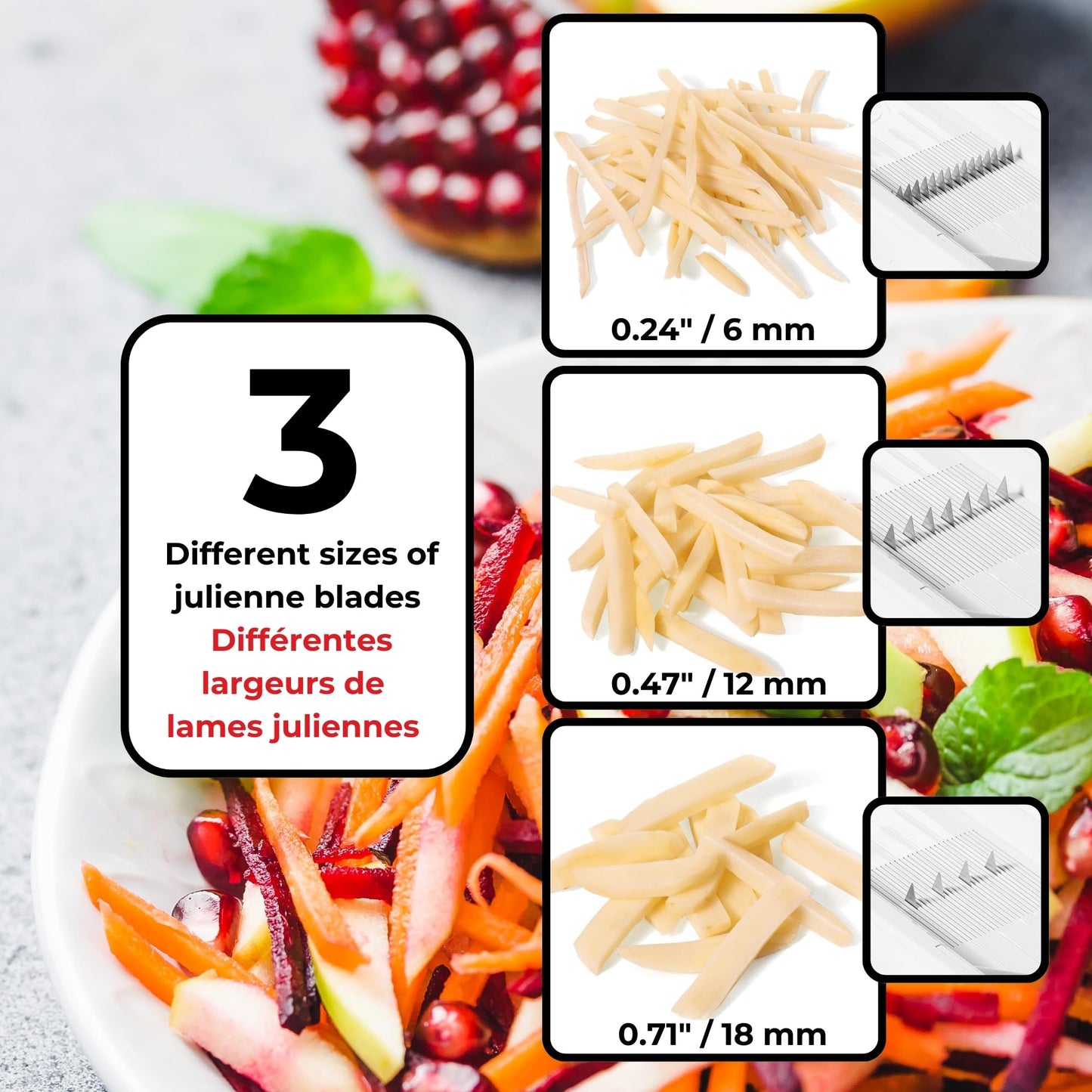 Starfrit Cubing Pro Mandoline Slicer, Dicer - 4 Blades & Graters with Storage Box - Straight & Crinkle V-Blades, Fine & Coarse Graters - 10 Thickness Settings, 3 Julienne Sizes