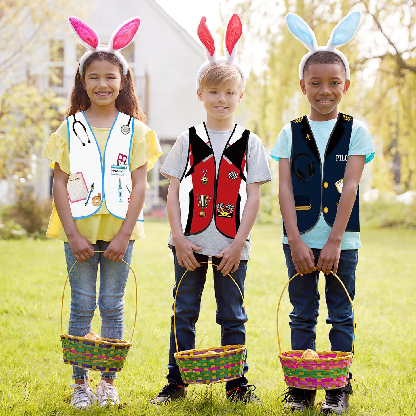 20 Pcs Kids Community Helper Dress Up Vest Career Costumes Role Play Career Cosplay Clothes Pretend and Play Costume for Kids