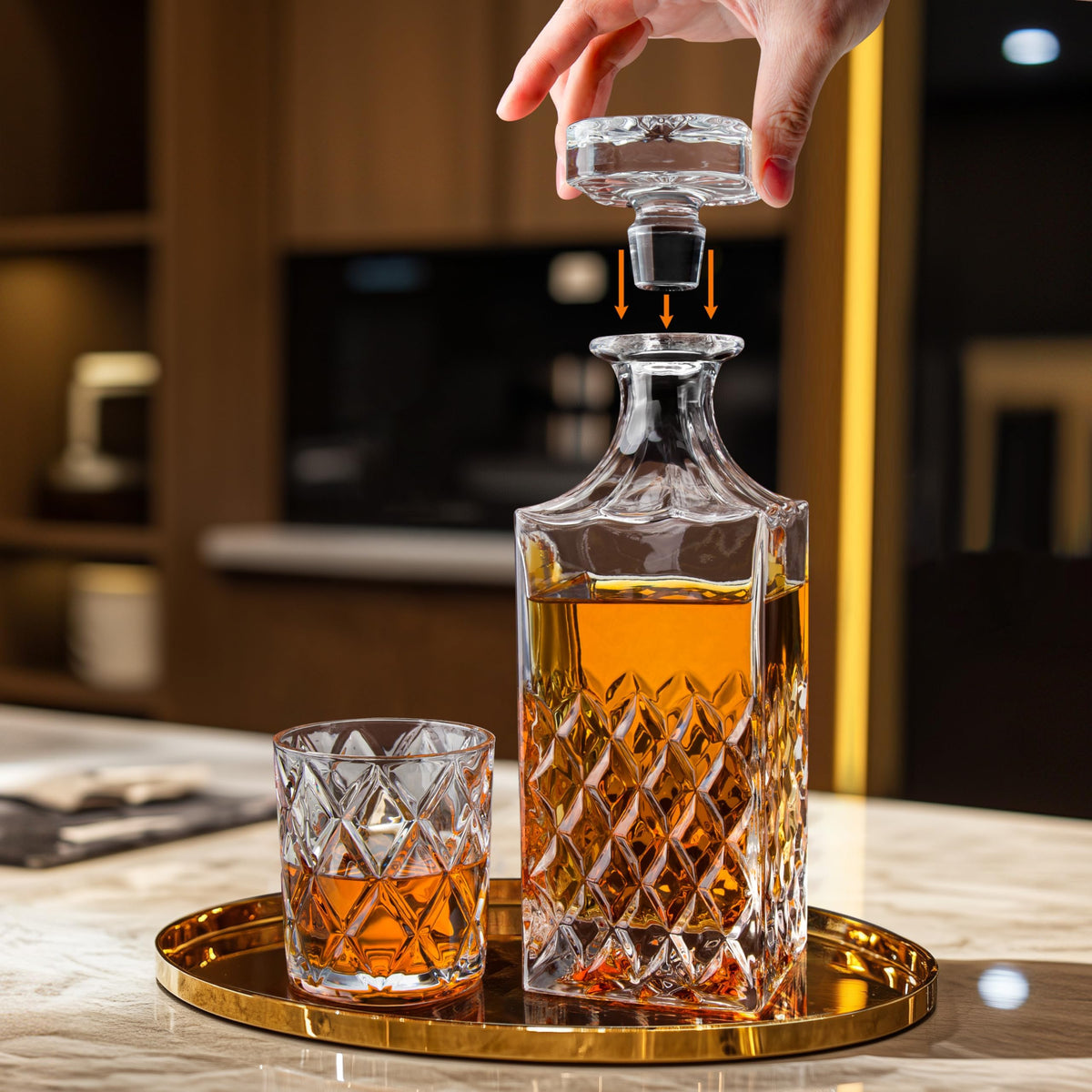 Lighten Life Whiskey Decanter Set for Men, Italian Crystal Glass Decanter with 4 Whisky Glasses in Gift Box, Unique Gifts for Him Dad Husband Brother, Mens Birthday Gift, Cool Bourbon Scotch Liquor