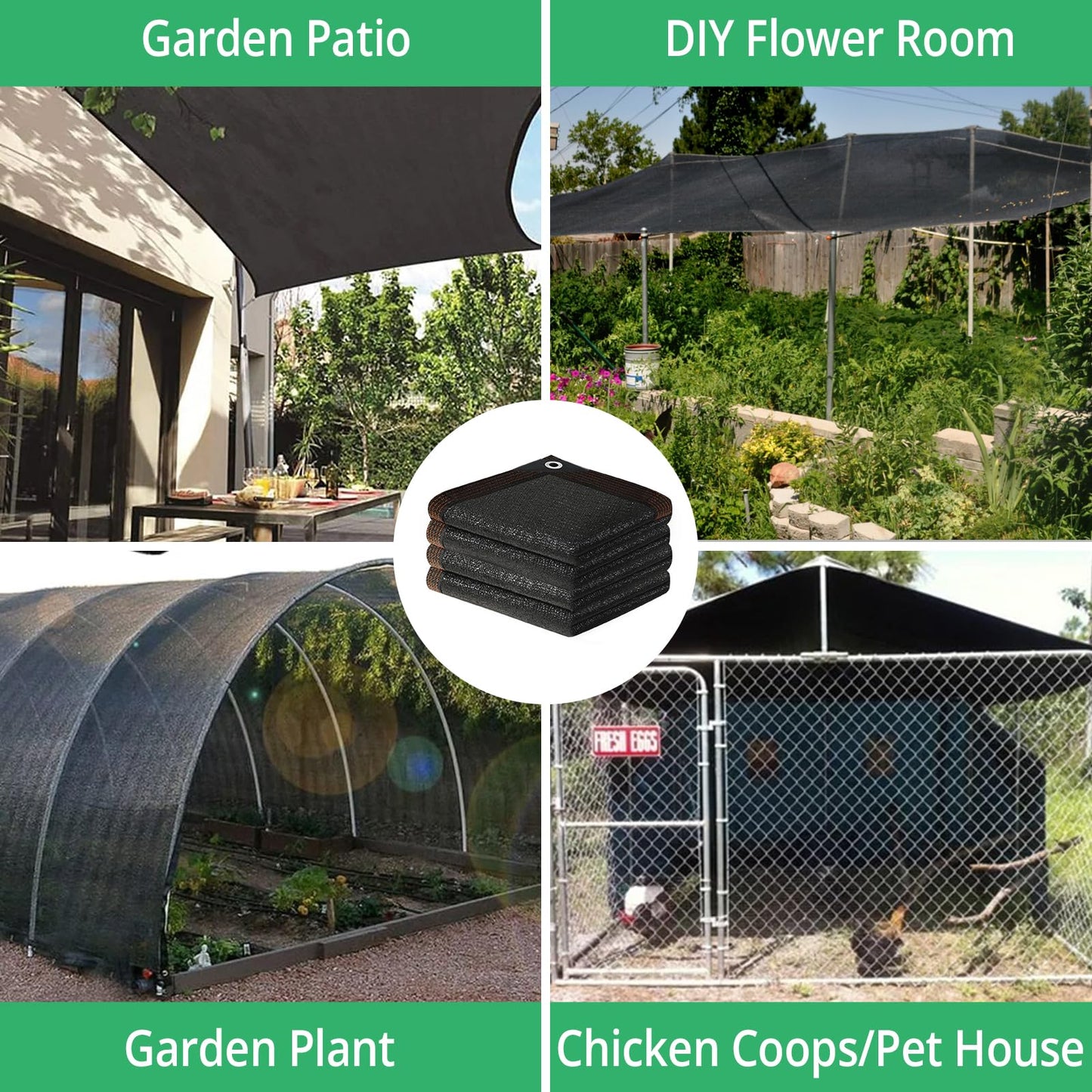 Garden 90% Shade Mesh Cloth, Phiowocx 10 x 20FT Sun Shade Net,Resistant Mesh Sun Shade Reinforced Grommets Shade Trap for Greenhouse,Plant,and Backyard Patio Sunshade,Pergola(Black-3x6m)