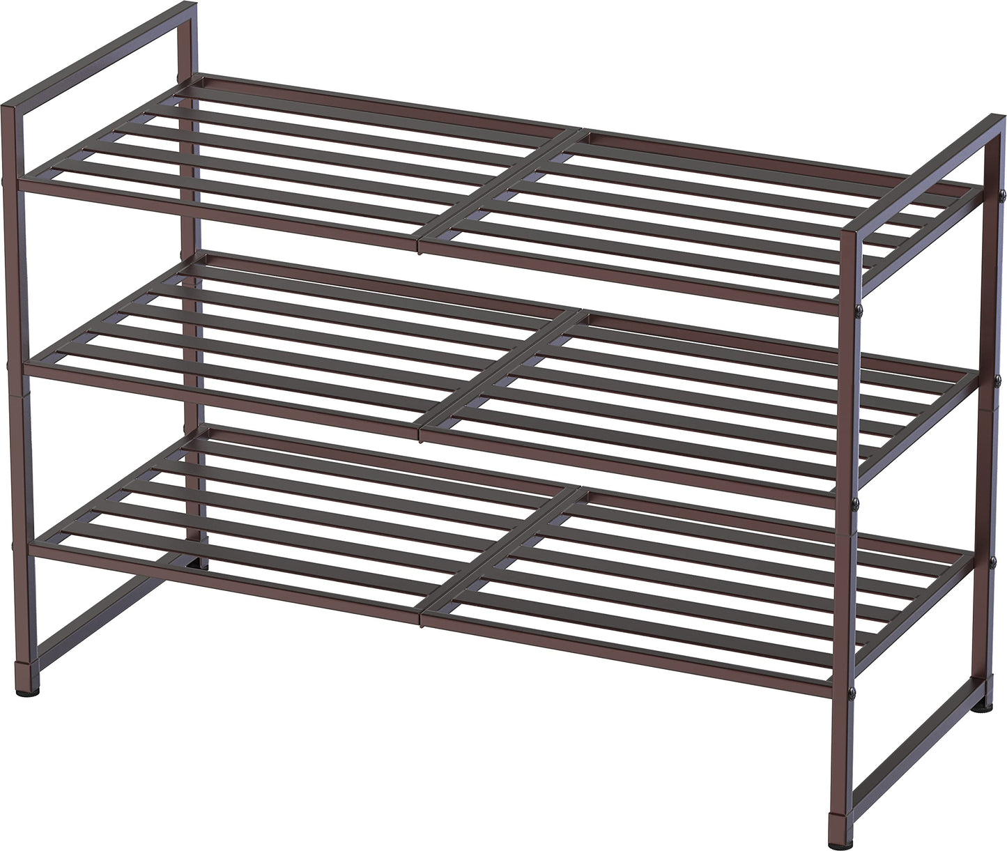 Simple Houseware 3-Tier Stackable Metal Panel Shoe Racks with Shelves for Storage Organizer, Bronze