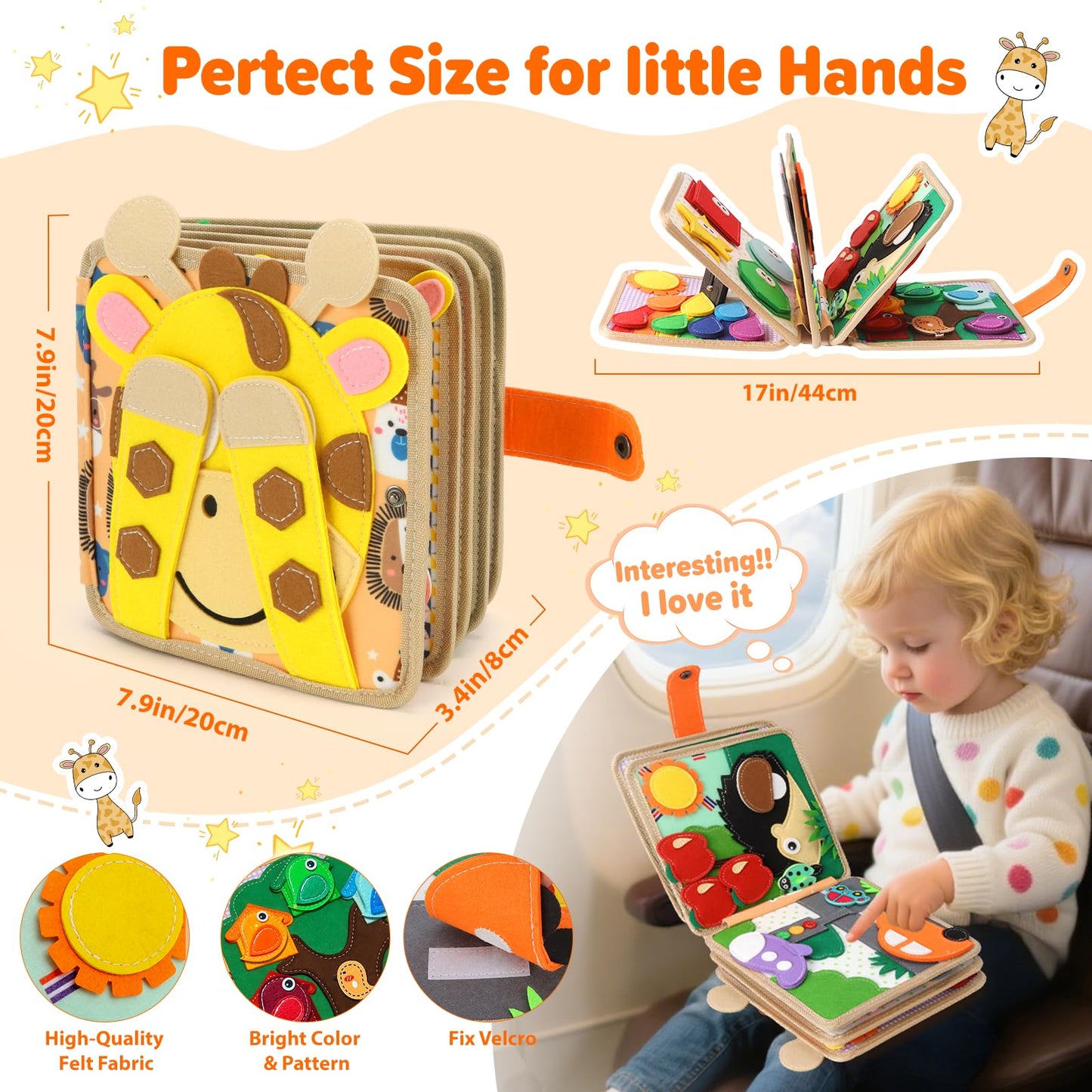 KETIEE Busy Board for Toddlers, Busy Book Baby Montessori Toys Sensory Toys Educational Airplane Car Activities Board for Kids Fine Motor Skills Learning Travel Toys Gifts for 1 2 3 4 Year Old