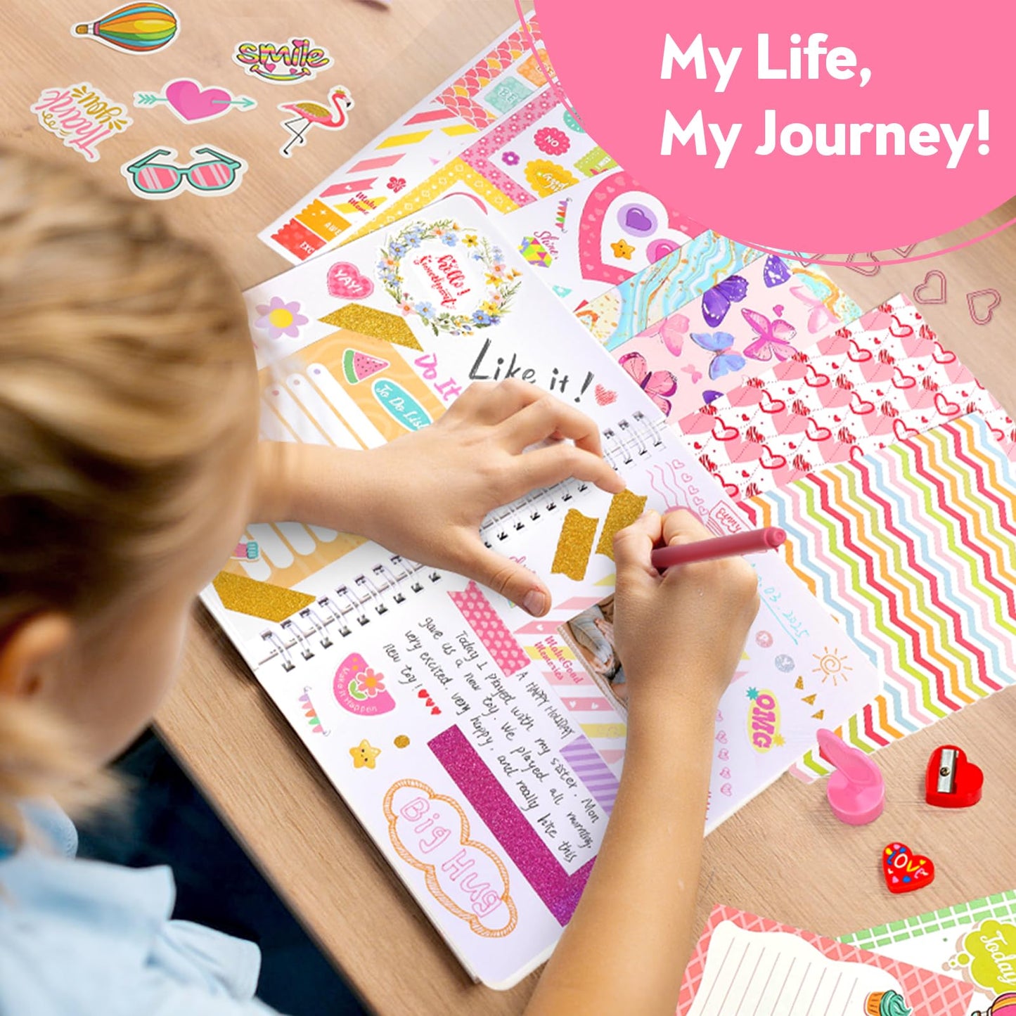 Axirata 2-Pack DIY Journal Kit for Girls, Journal Set for Tween & Teen Girls 6-8-14 Year Old, Art & Crafts Stationery Kit, Scrapbook & Diary Supplies Toy Set Birthday Christmas Ideal Gift for Girls