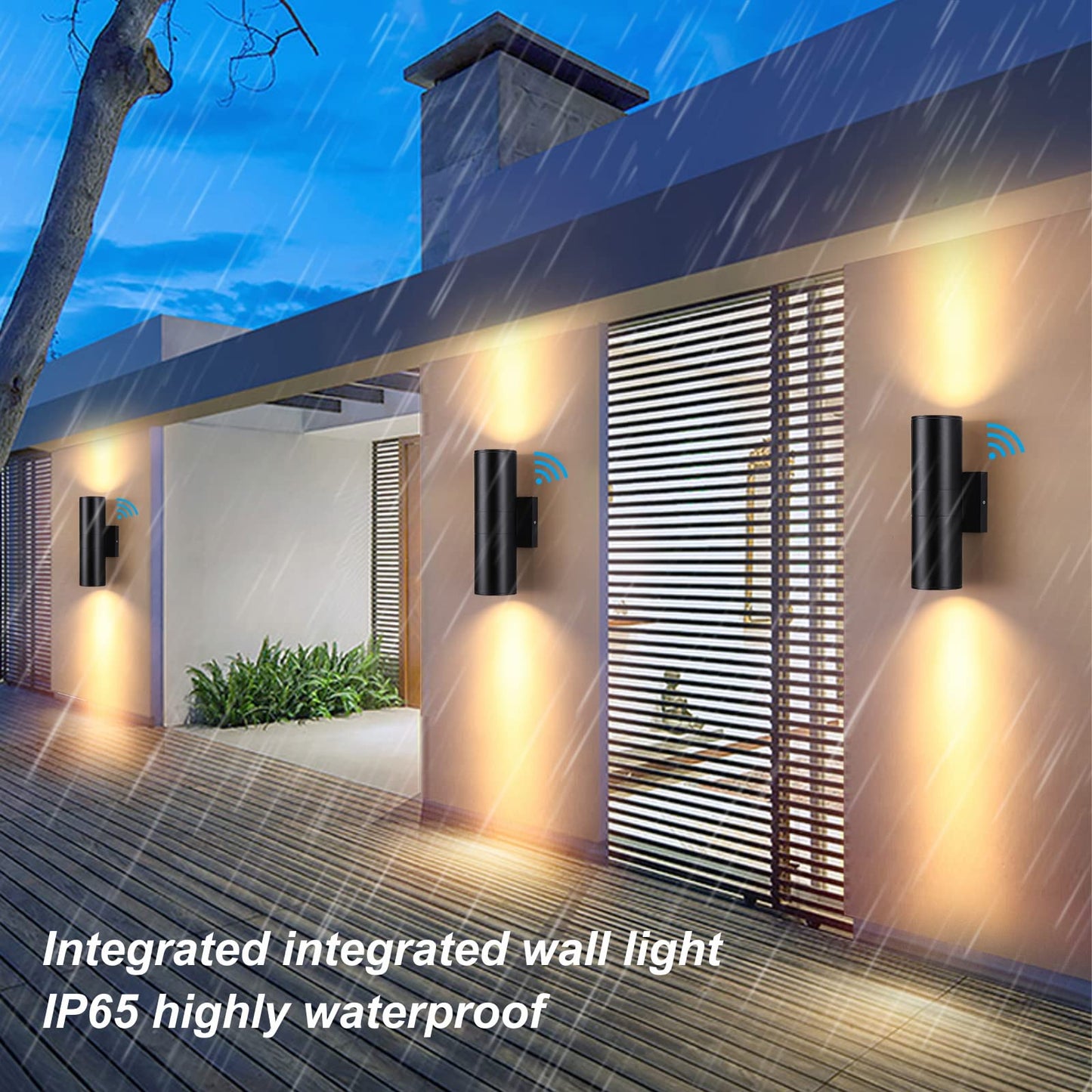DAKAFUL Dusk to Dawn Outdoor Lighting Sensor Wall Lights 2Pack, 12W 2700K Integrated LED Cylinder Up Down Lights Outdoor, IP65 Waterproof Aluminum Wall Sconce Exterior Wall Light for Porch Patio etc.