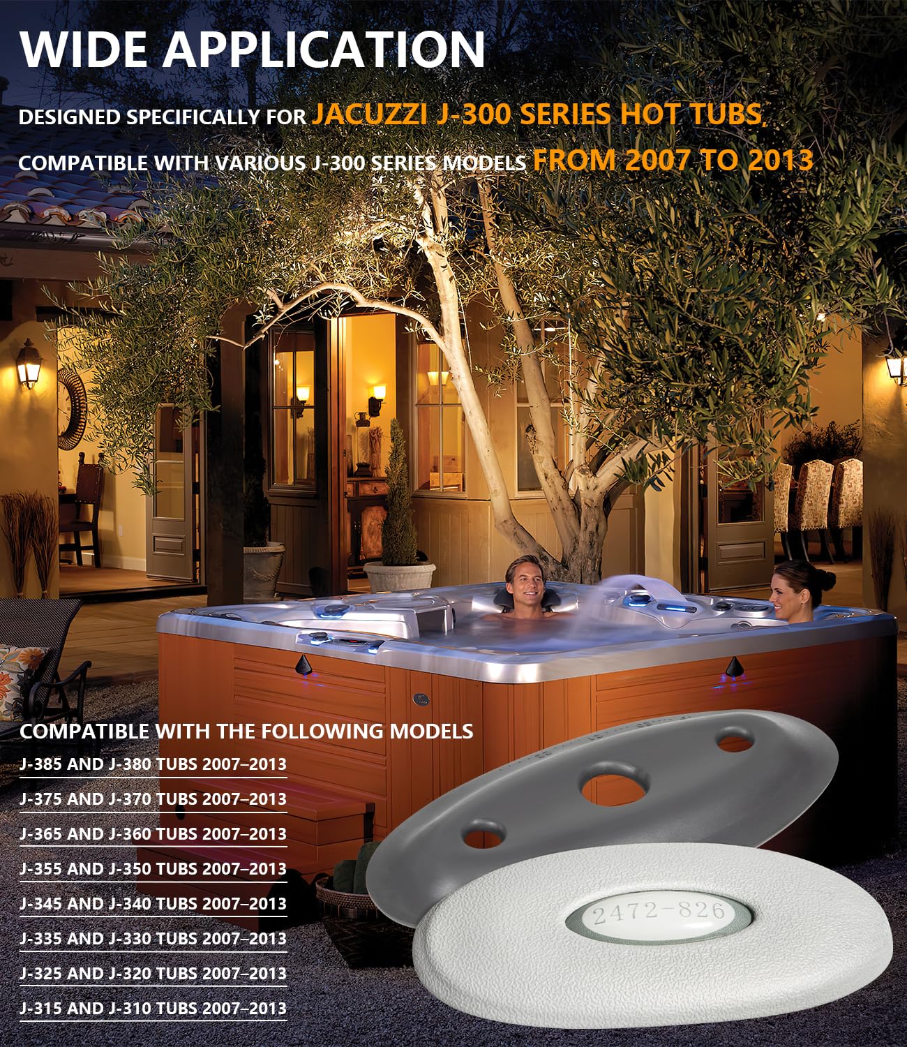 4PCS 2472-826 Oval Pillow Insert (2455-104) + Back Mount (2455-105) Replacement for Jacuzzi J-300 Series 2007+ Pillow Headrest