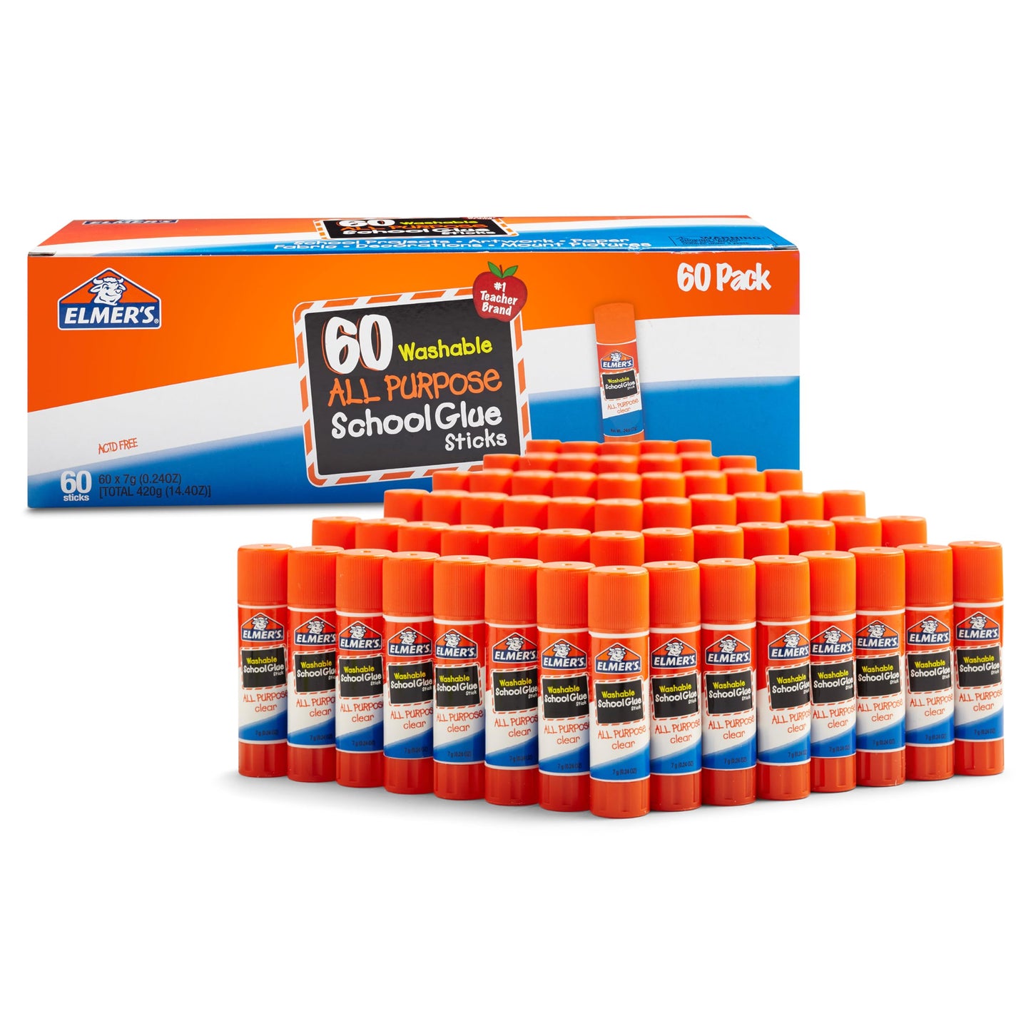 Elmer's Washable All-Purpose School Glue Sticks, 0.24 Ounce Each, 60-Pack (E501)