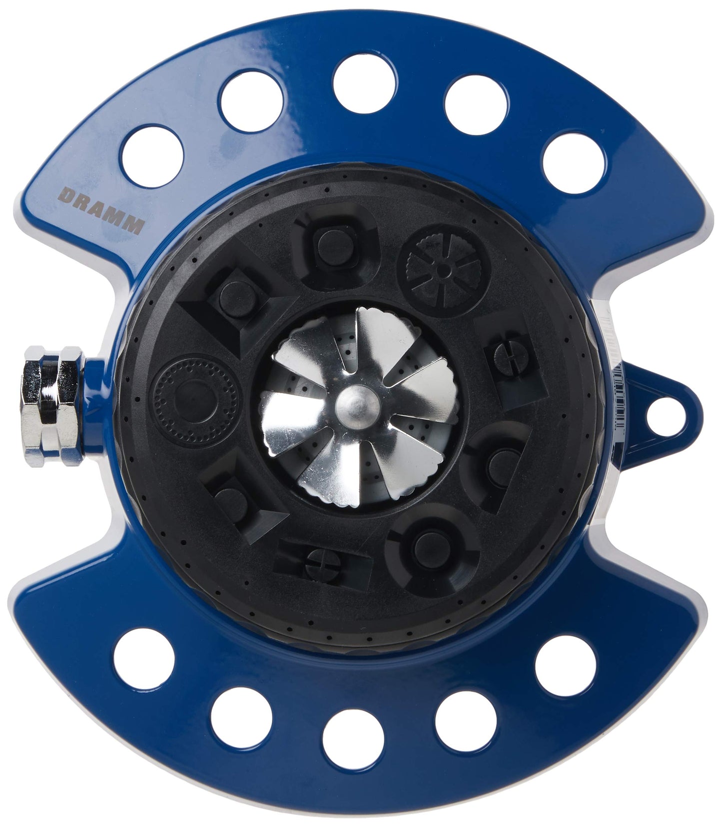 Dramm 15025 Colorstorm 9-Pattern Turret Sprinkler with Heavy-Duty Metal Base, Blue
