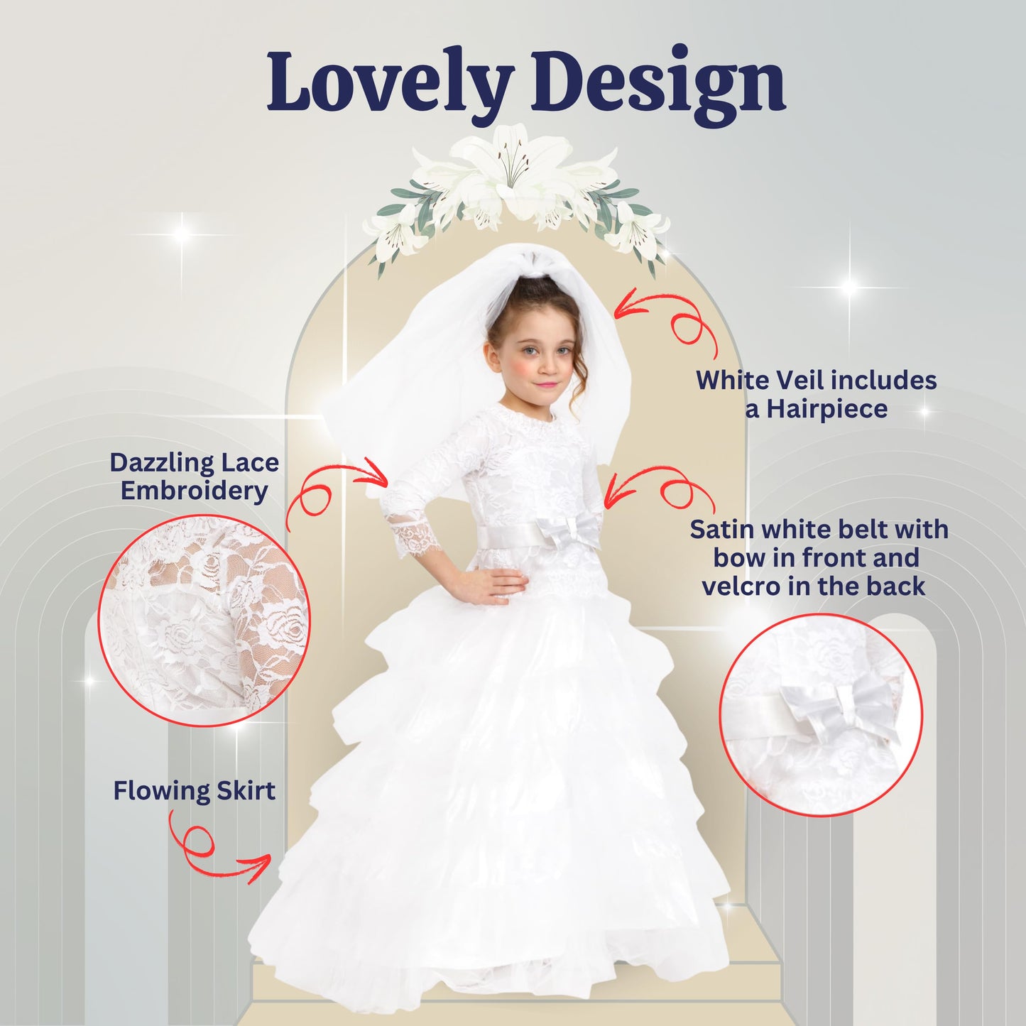 Dress Up America Bride Costume – Dreamy Bridal Dress with Wedding Veil for Girls