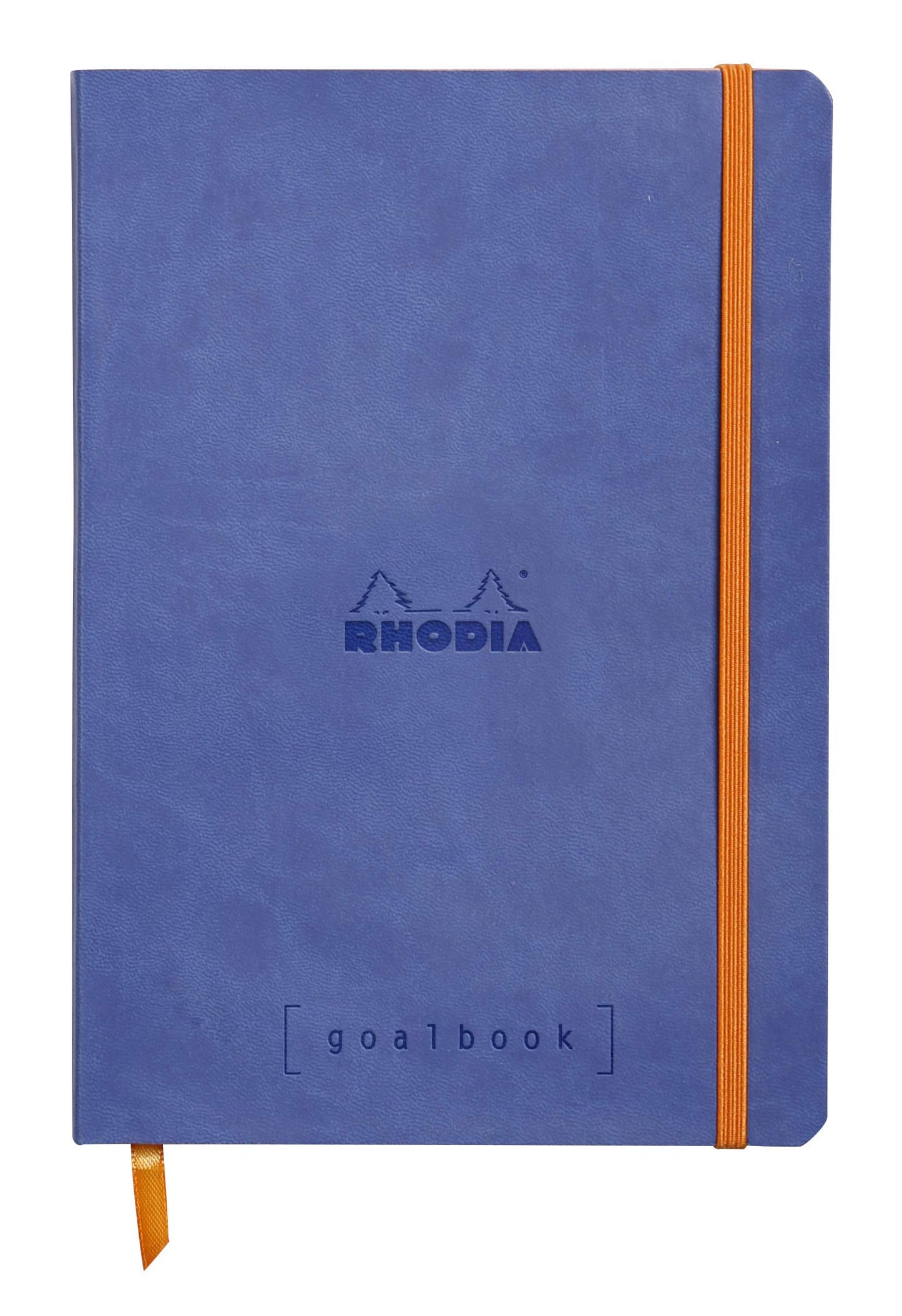 Rhodia - Rhodiarama Leatherette Softcover Goal book A5 (14.8x21 cm) - 240pgs DOT - Clairefontaine ivory paper 90 g 2 ribbons elastic closure - Sapphire Blue - 117748C