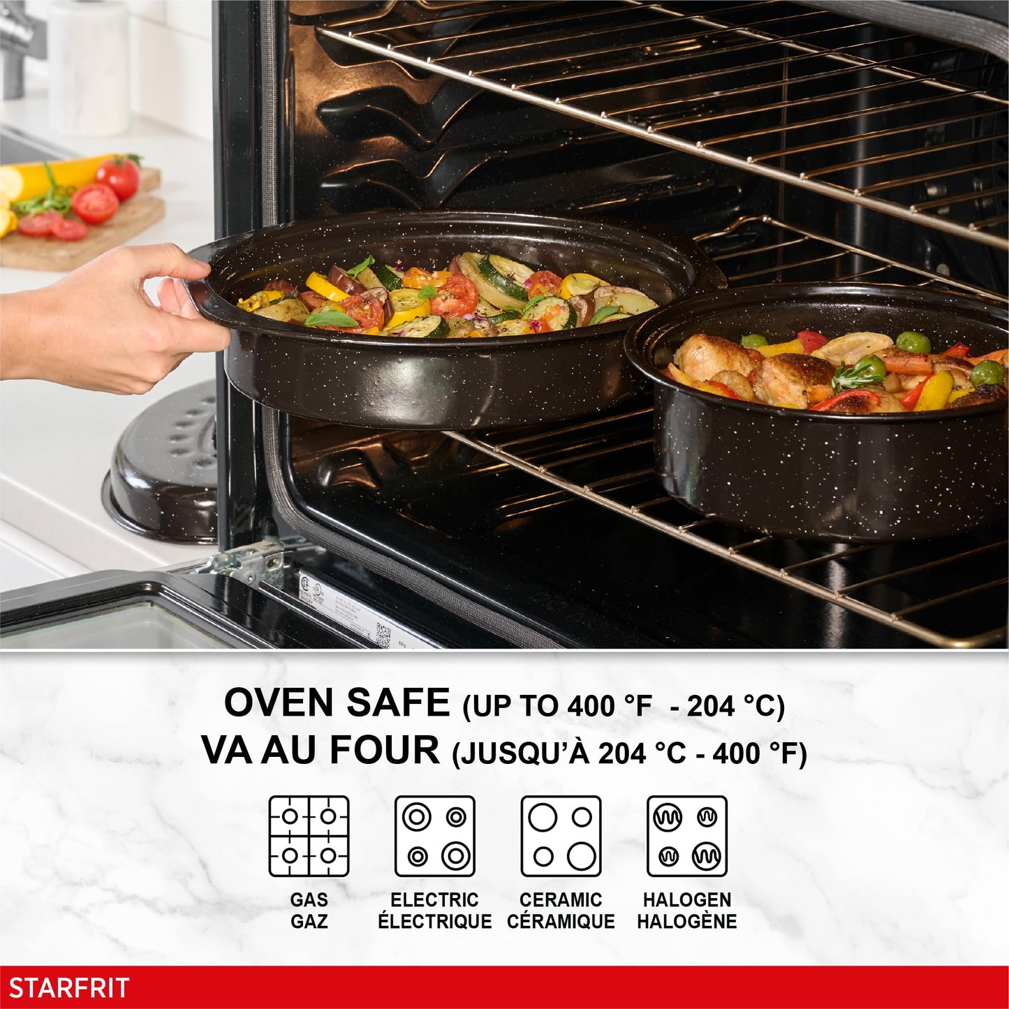 Starfrit 19.9L (21Qt) Carbon Steel Stockpot with Canning Rack and Lid - Enameled Exterior - Oven Safe - PFOA & PFAS Free - Easy to Clean - Black