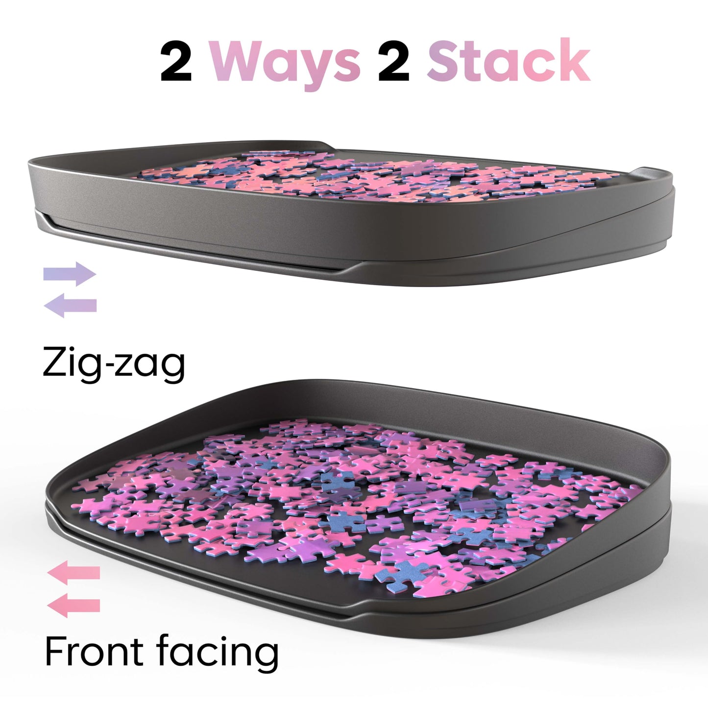 Puzzlup Stackable Puzzle Trays with Box Display Design - Set of 6 Unique Puzzle Sorting Trays - Up to 1500 Pieces - Premium Jigsaw Puzzle Accessory…