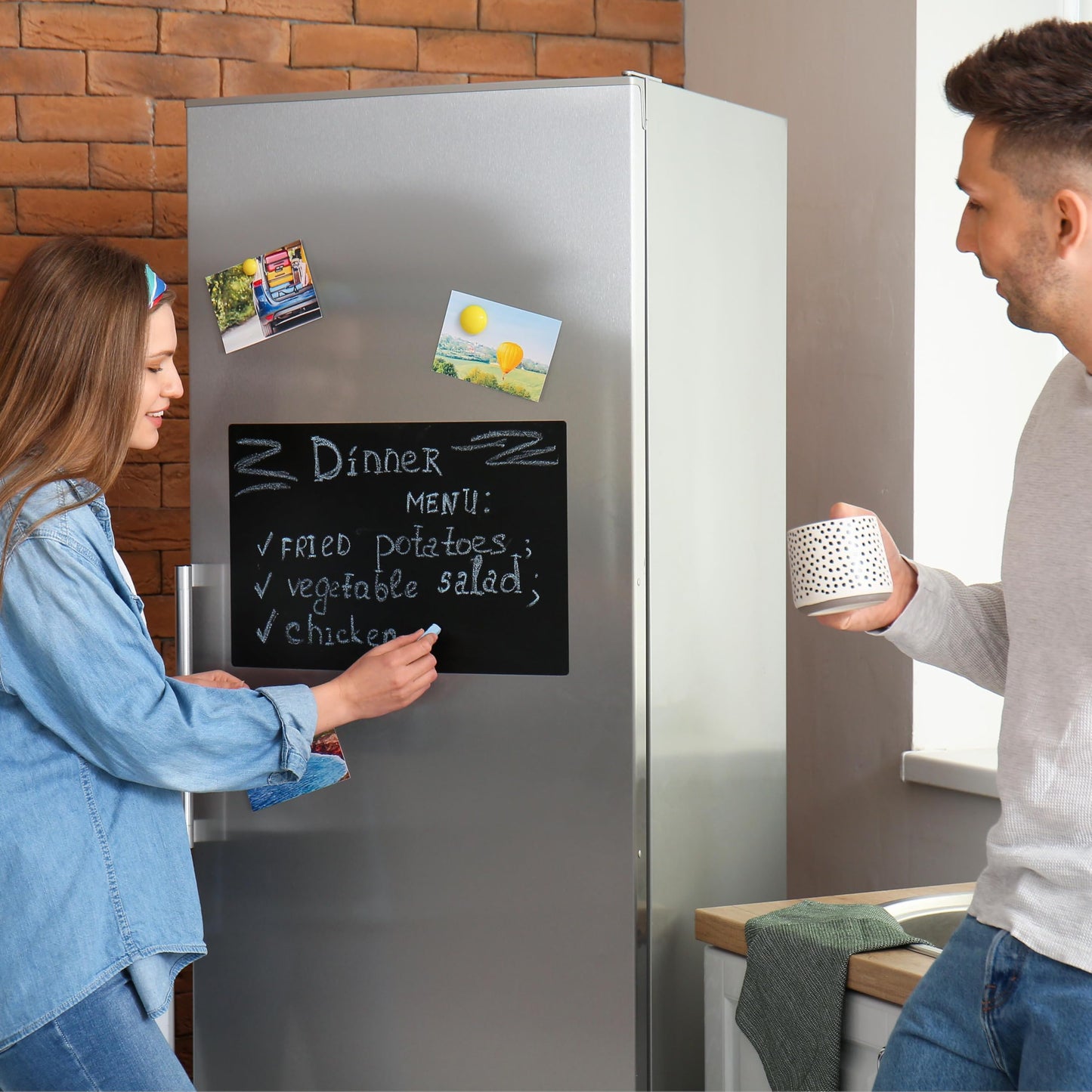 Magnetic Chalkboard Wallpaper Stick and Peel, 90 * 120cm(36" x 47"Chalk Board Contact Paper with Adhesive on Wall for School, Office, Kitchen Fridge, Drawing with Dustless Chalk