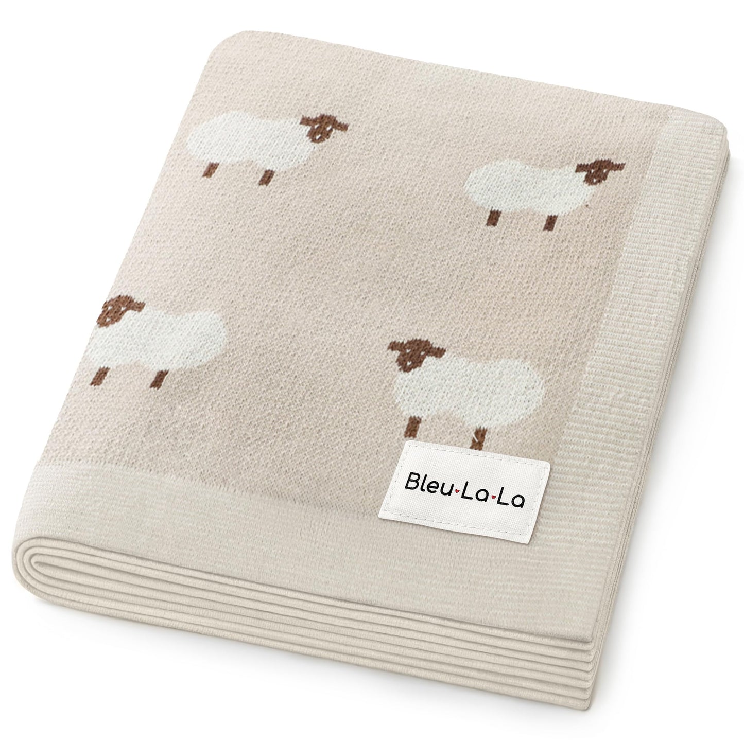 Bleu La La Whimsy Collection - 100% Luxury Cotton, Soft, Cozy, Lightweight, Receiving Blanket for Newborns & Infant Baby Boys & Girls (01 - Sheep - Khaki)