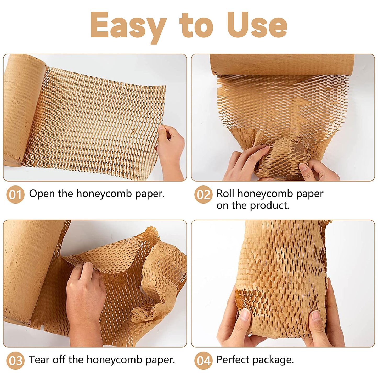 Honeycomb Packing Paper, 15"x328' Packing Paper for Moving Recyclable Honeycomb Paper Moving Supplies Bubble Paper Wrapping Protective Roll, With 20 Fragile Sticker Labels