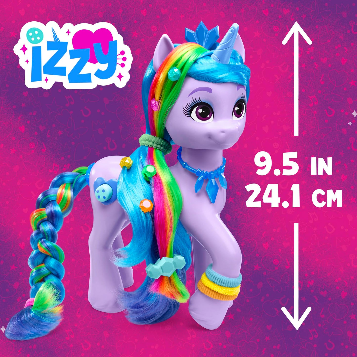 My Little Pony: Tell Your Tale Rainbow Styles Izzy Moonbow, Hair Styling Figure with Sounds, 9.5-inch Unicorn Toys for Girls and Boys Ages 4+