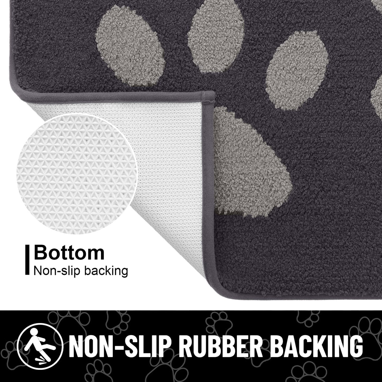 Arotive Indoor Door Mat, 32" x 47" Absorbent Dirt Resist Washable Front Back Door Mat, Non-Slip Low-Profile Dog Paws Entrance Doormat, Durable Inside Floor Mats for Entryway, Dark Grey