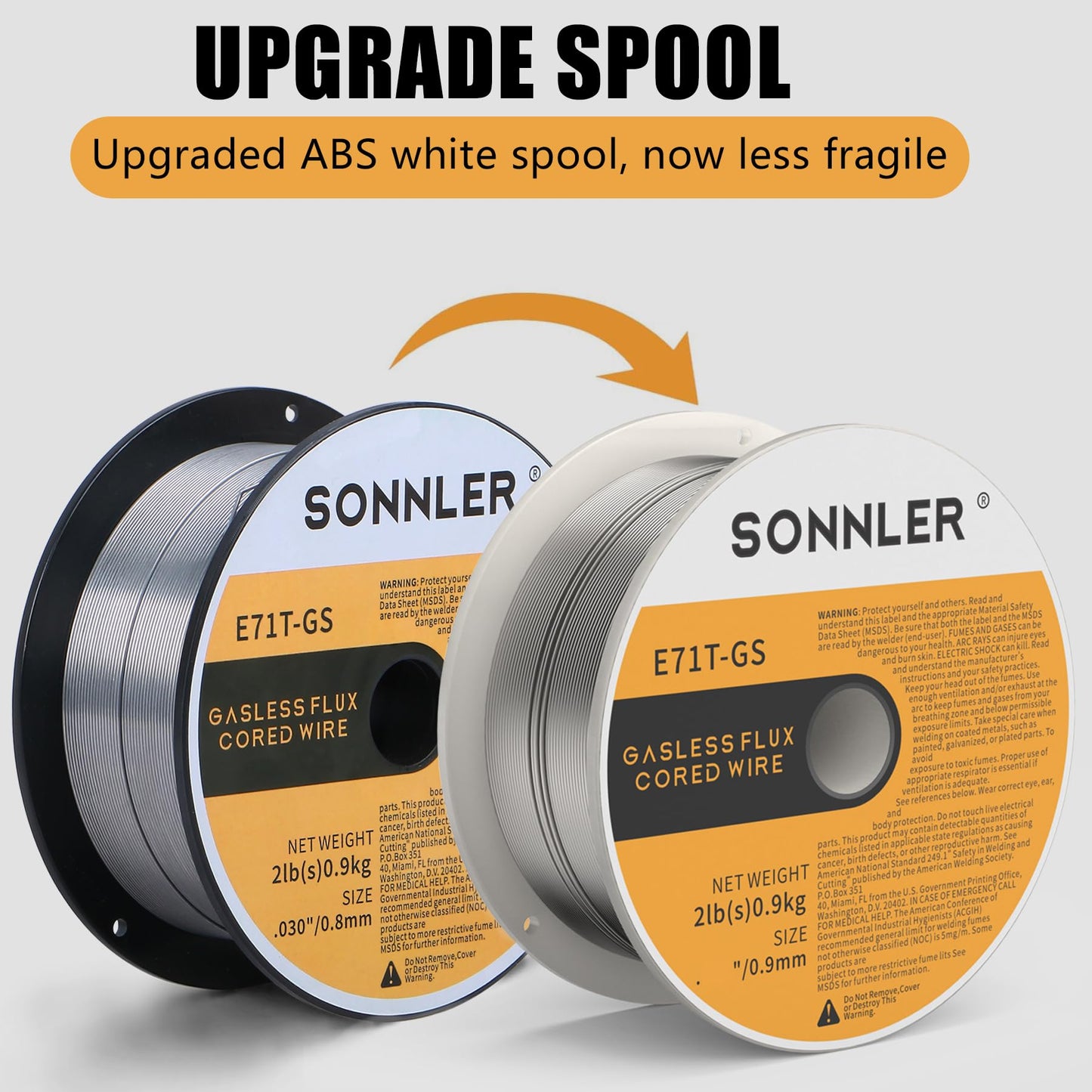 3 Pack .030 Flux Core Welding Wire, SONNLER Mig Welding Wire, 2Lbs Low Splatter Mild Steel E71T-GS Wire Compatible with HF Fourney Harbor Welder(3 Pack)