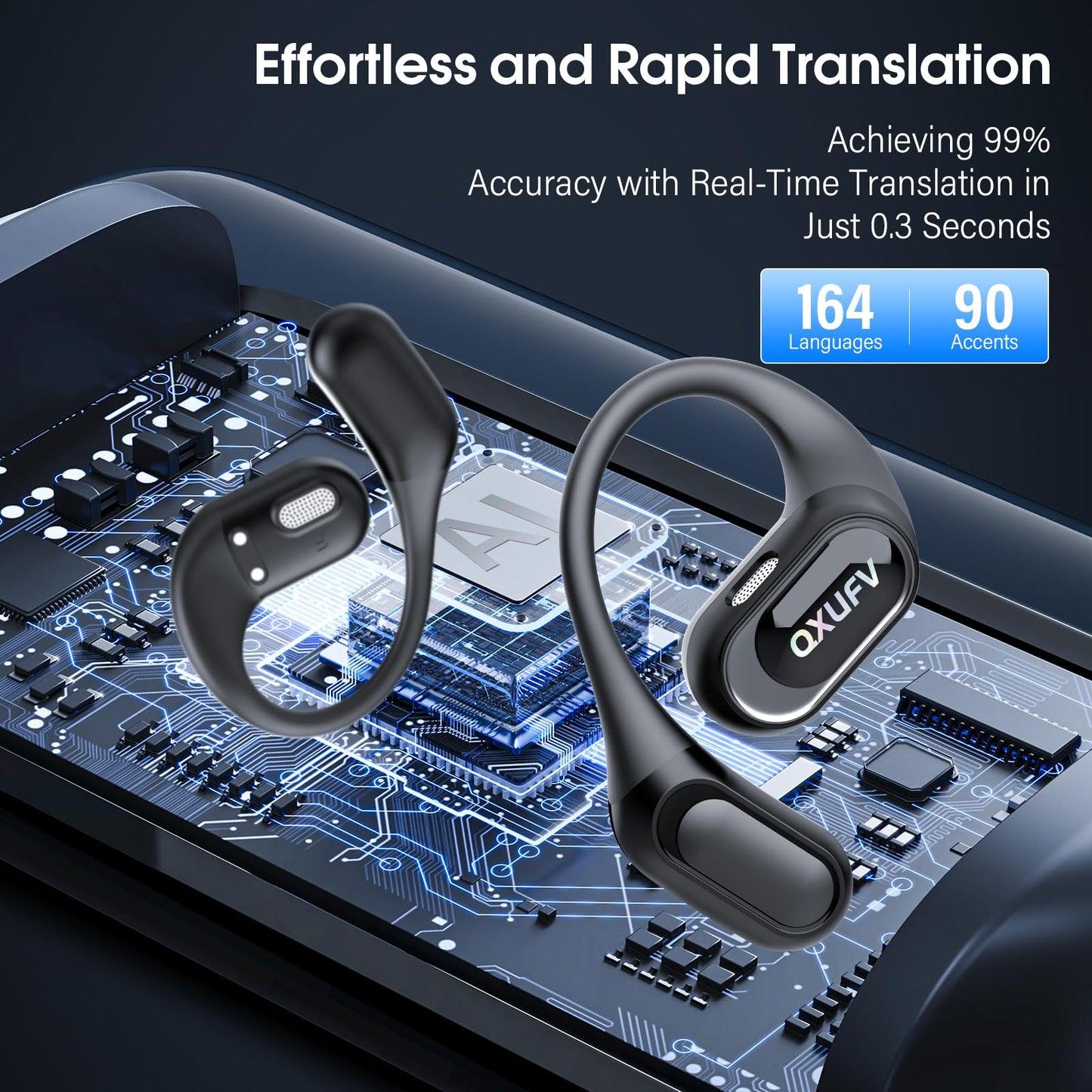 Ai Translation Earbuds Real Time with Audio and Video Calls, 3-in-1 Buletooth 5.4 Translator Earbuds with 6 Translation Modes/164 Languages/No Subscription Required (Onyx Black)