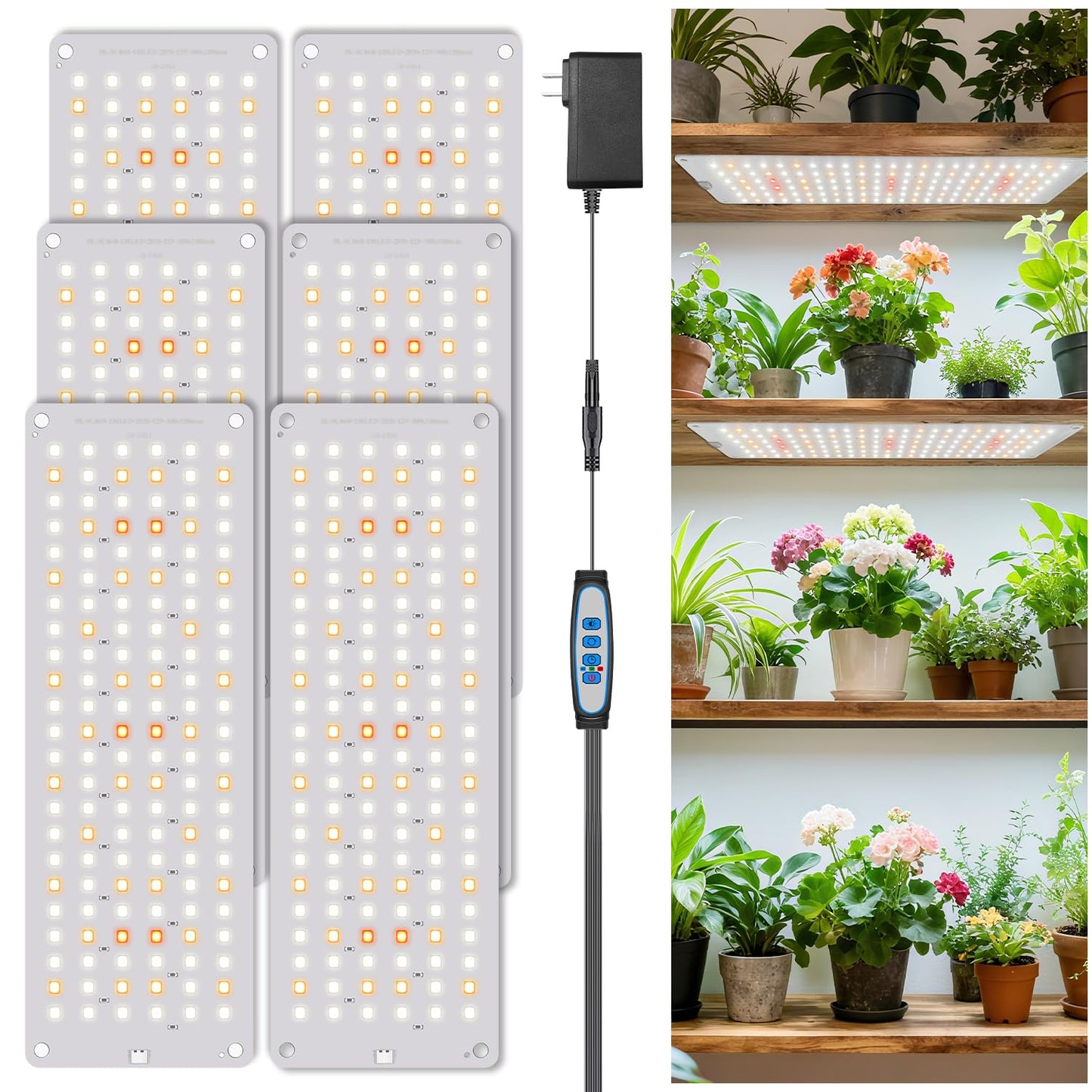 Aumtrly Grow Lights for Indoor Plants, 882 LED Full Spectrum Plant Light Panel for Growing Seedling Starting, Slim Grow Lamp with UL Adapter, 6/12/16H Timer, 3 Light Modes, 5 Dimmable