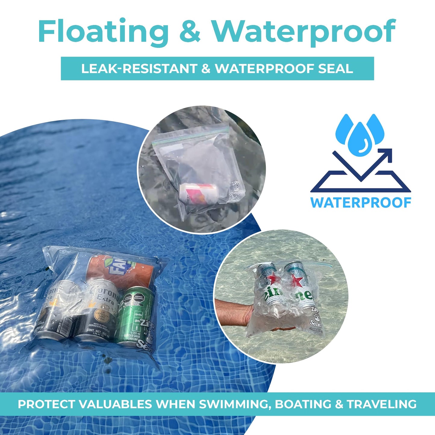 Zippy Sealz V1 Family Edition Smell Proof Bags 26.5x30cm | 100 Pack Reusable Waterproof Floating Ziplock Storage Bags | BPA Free Airtight Ultra Strong Double Zipper Bags with 2 Quick Zip Tools