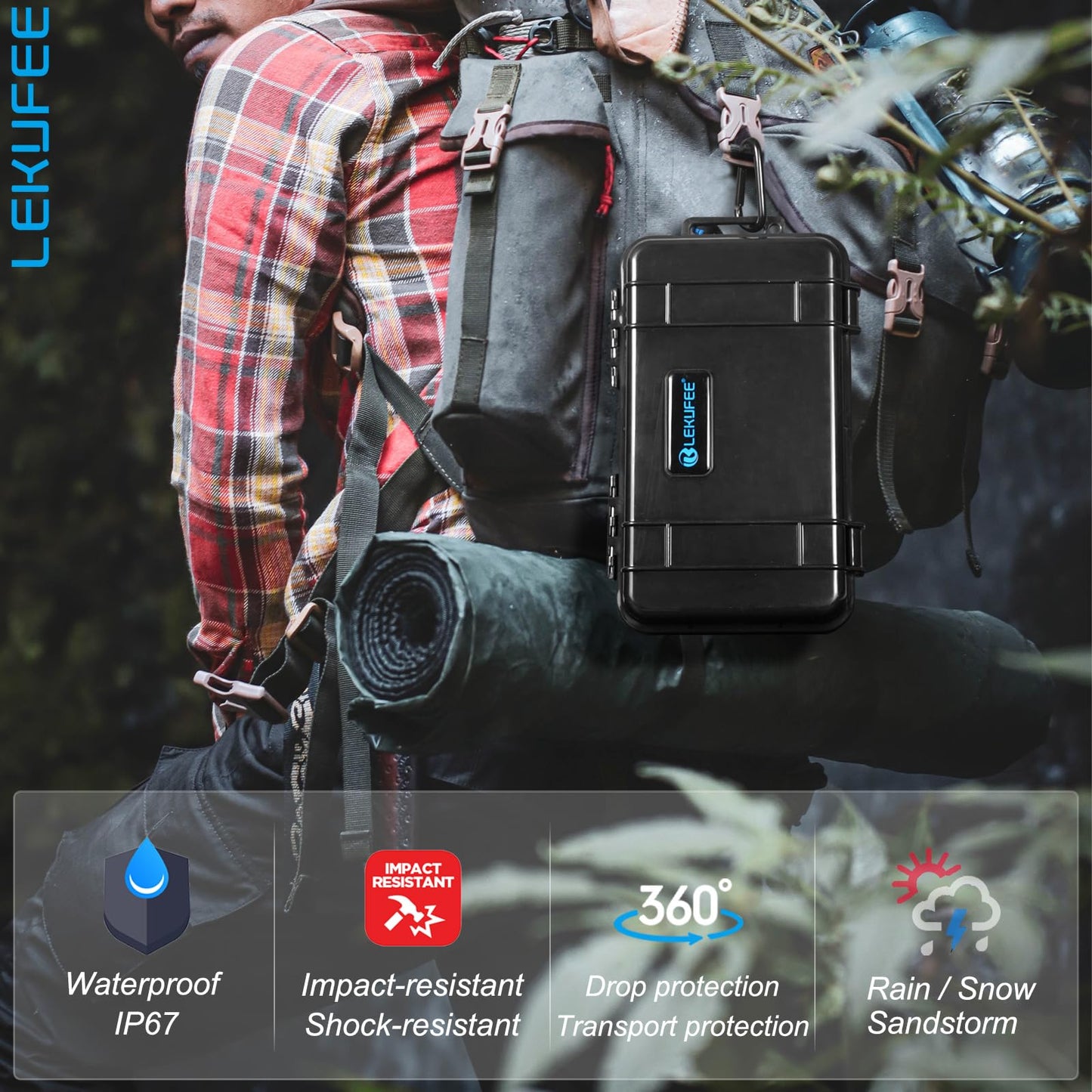 Lekufee Travel Waterproof Hard Case Compatible with DJI Osmo Pocket 3/Creator Combo/Power Expansion Combo/DJI Pocket 3 Video Camera/Vlogging Camera and Accessories(Case & Bag Only)