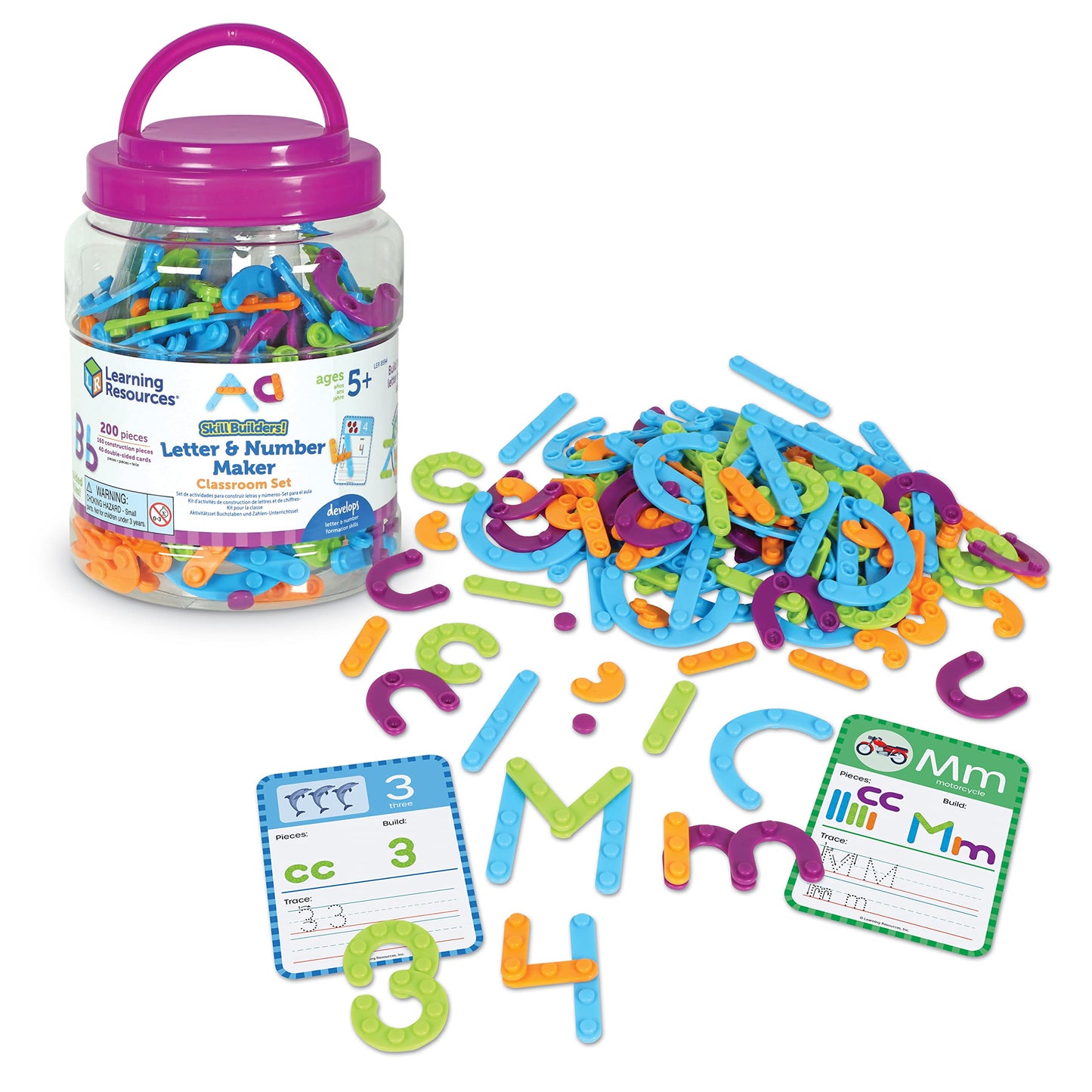 Learning Resources Skill Builders! Letter & Number Maker Classroom Set, 200 Pieces, Age 5+, Counting, Alphabet, Number Skills, Teacher Supplies, School Supplies, Letters and Numbers