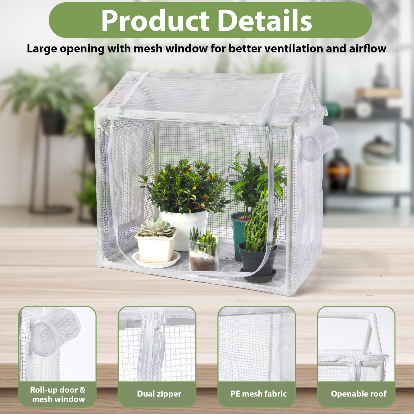 Fully Enclosed Mini Greenhouse Indoor, Small Indoor Greenhouse with Top Opening, Waterproof mini Green House 23.6" x 15.7" x 23.6" for Garden Small Plants, Succulent, Seedlings