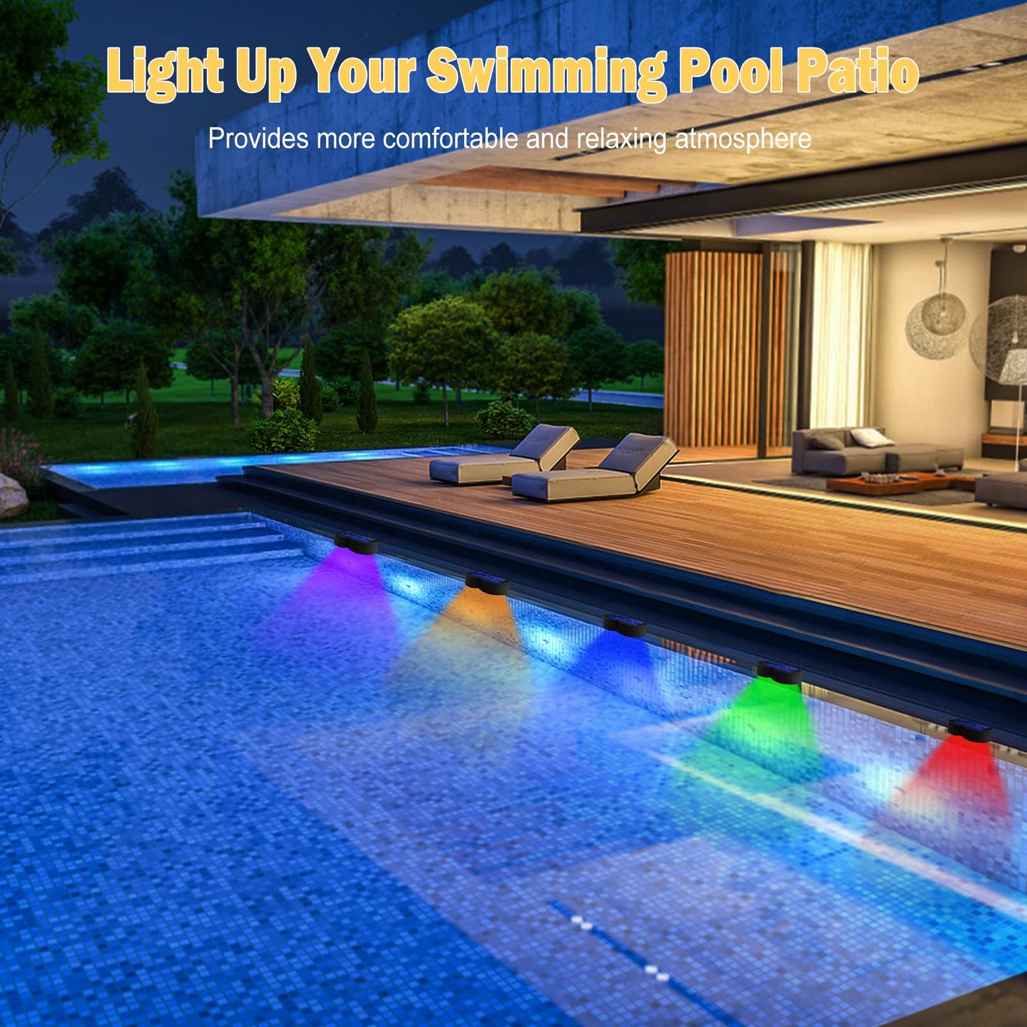 Jsvacva 12 Pack Solar Lights Outdoor, Cold White/Warm White/RGB Lock Mode, 8 Color Glow Solar Fence Lights with Spot Lensed, Waterproof IP65 LED Solar Lights for Garden, Deck, Wall, Porch, Stairs