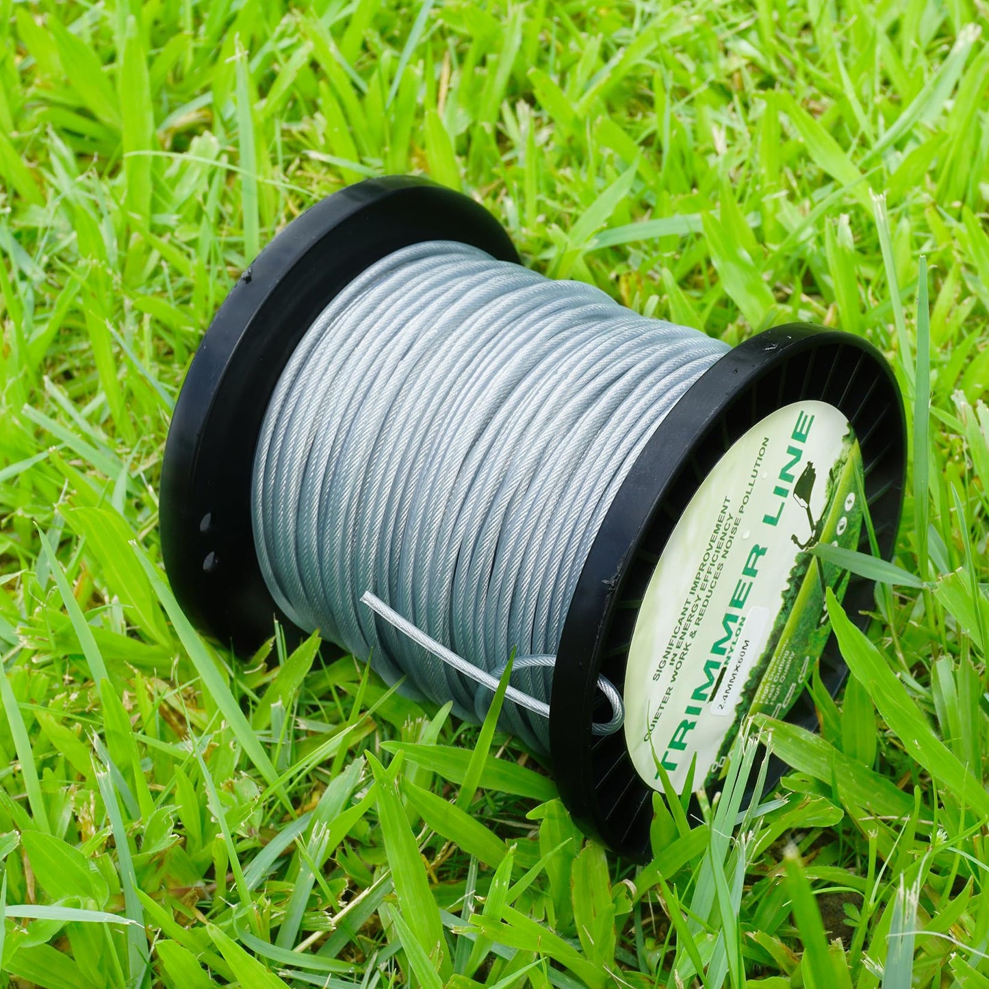 Akuoly Heavy Duty Steel-Core Trimmer Line– 0.095" 196ft Durable Trimmer Spool with Inner Steel Wire & Nylon Coating for String Trimmers on Thick Weeds, Fil Coupe Bordures with Storage Reel