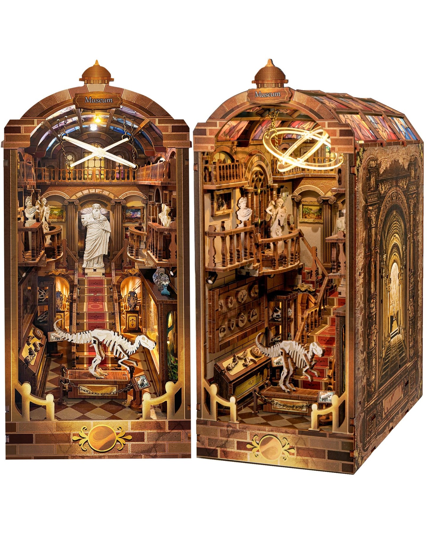 Quanquer DIY Book Nook Kit： DIY Dollhouse Booknook with LED Light - 3D Wooden Puzzle Miniature House Kits - DIY Crafts for Adults - Bookshelf Insert Decor - Gifts Family & Friends(Museum)