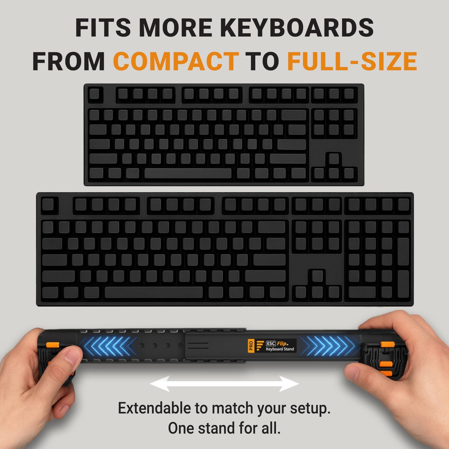 ESC Flip PRO Computer Keyboard Stand for Desk, Adjustable Tilting Keyboard Lifter for Ergonomic Typing, Minimalist Keyboard Riser with Non-Slip Feet, Extendable Holder Fits Most Keyboards