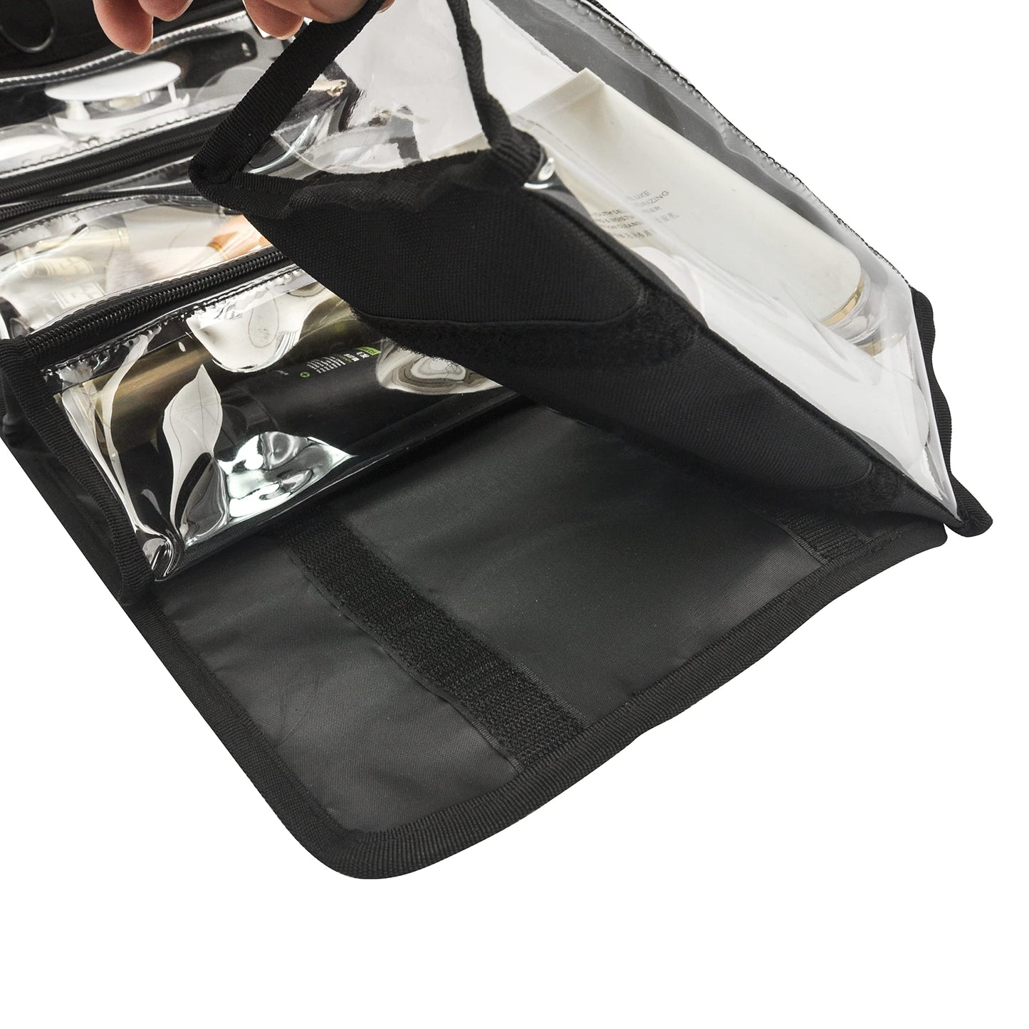 Jula Vance Large Capacity Hanging Eco Polyester Travel Toiletry Bag Makeup Cosmetic Bag 4-in-1 Roll-Up Make Up Storage Organizer With 4 detachable Removable Zipper Clear TPU Pouches & Hook, Grey,