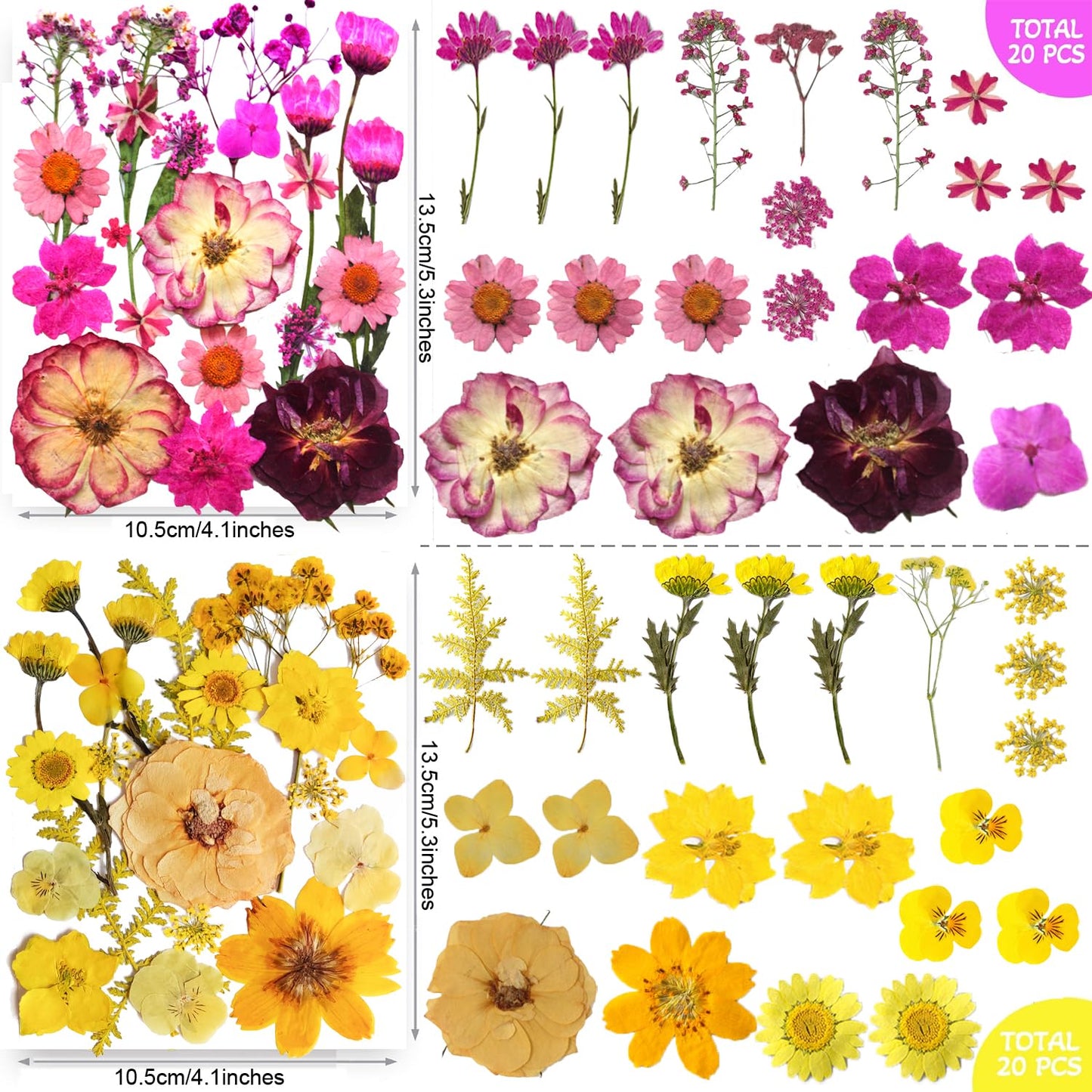 301Pcs Dried Pressed Flowers Leaves & Butterfly Stickers for Crafts,TrendCart Real Natural Dry Pressed Flowers for Resin Molds Nails Art Candle Making Phone Cases DIY Art Crafts Jewelry Making