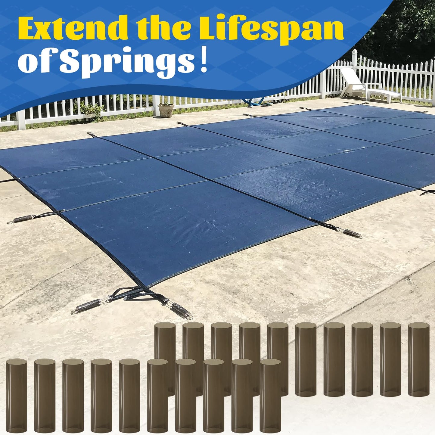 20Pcs Pool Cover Spring Sleeves, Winter Pool Cover Spring Covers Pool Safety Cover Springs, Vinyl Protective Sleeves for In-Ground Swimming Pool