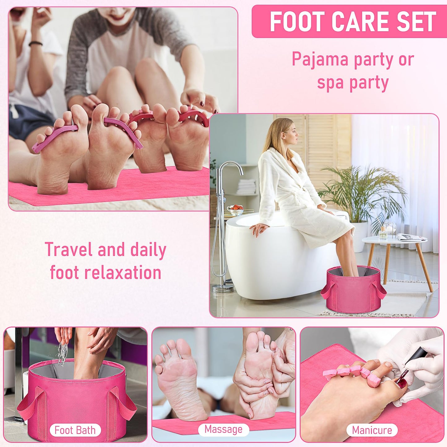 12 Pcs Foldable Foot Soaking Tub Towels Kit Portable 15L Footbath Tub Foldable Foot BasinBath FootTub for Soaking Feet with Towel and Storage Bag Soak Spa Bucket for Travel Camping