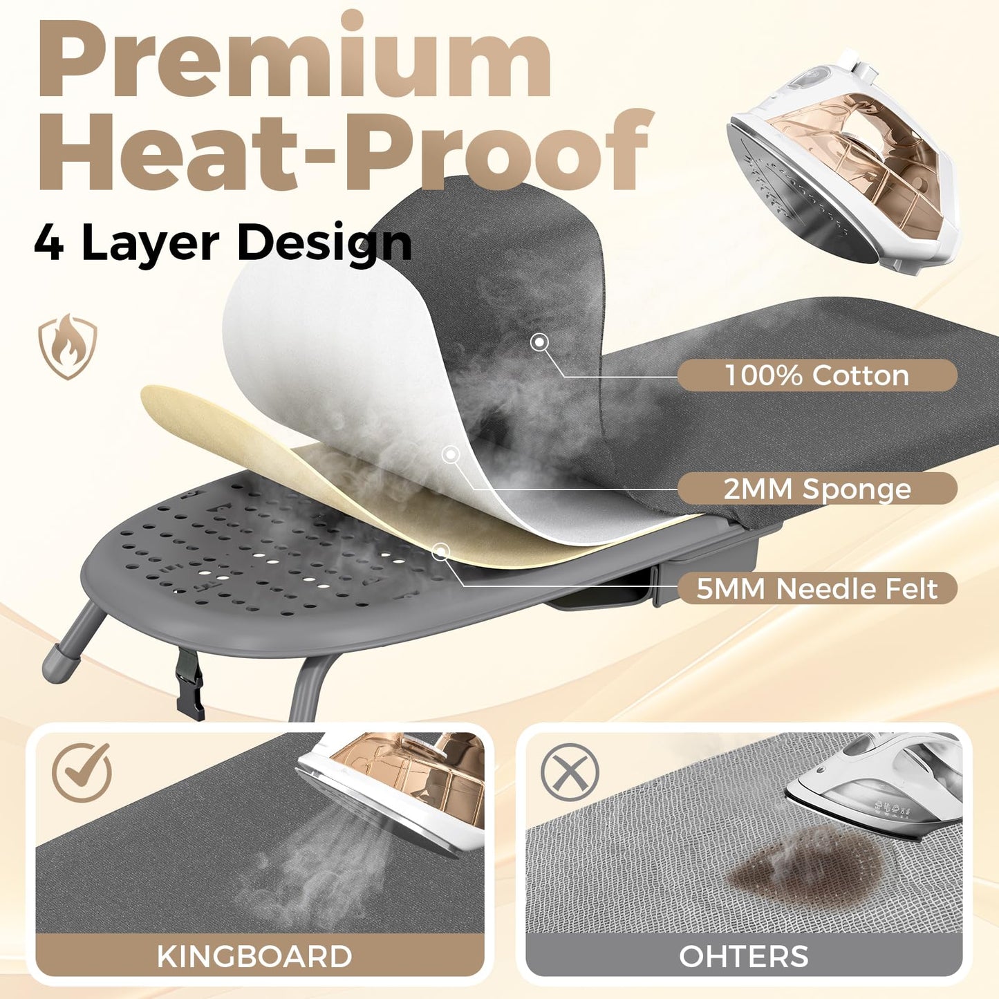 APEXCHASER Foldable Ironing Board with Iron Holder, Tabletop Small Iron Board with Heat Resistant Ironing Cover, Portable Tabletop Ironing Board with Non-Slip Feet for Home Travel Use, Black
