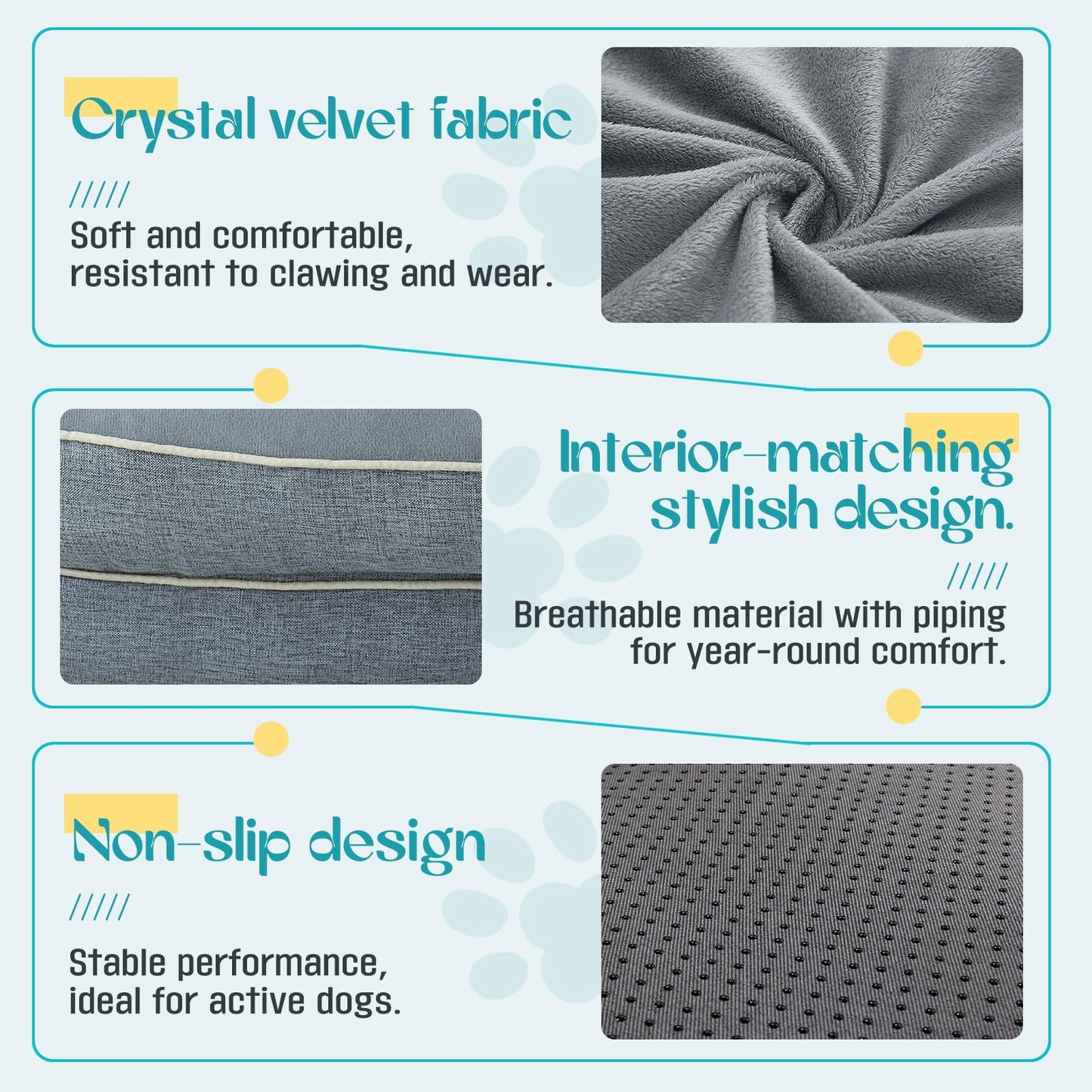 TaiBest Waterproof Memory Foam Dog Beds for Small Dogs Non-Slip Orthopedic Dog Beds Washable Couch Pet Bed with Removable Cover (Grey, Small)