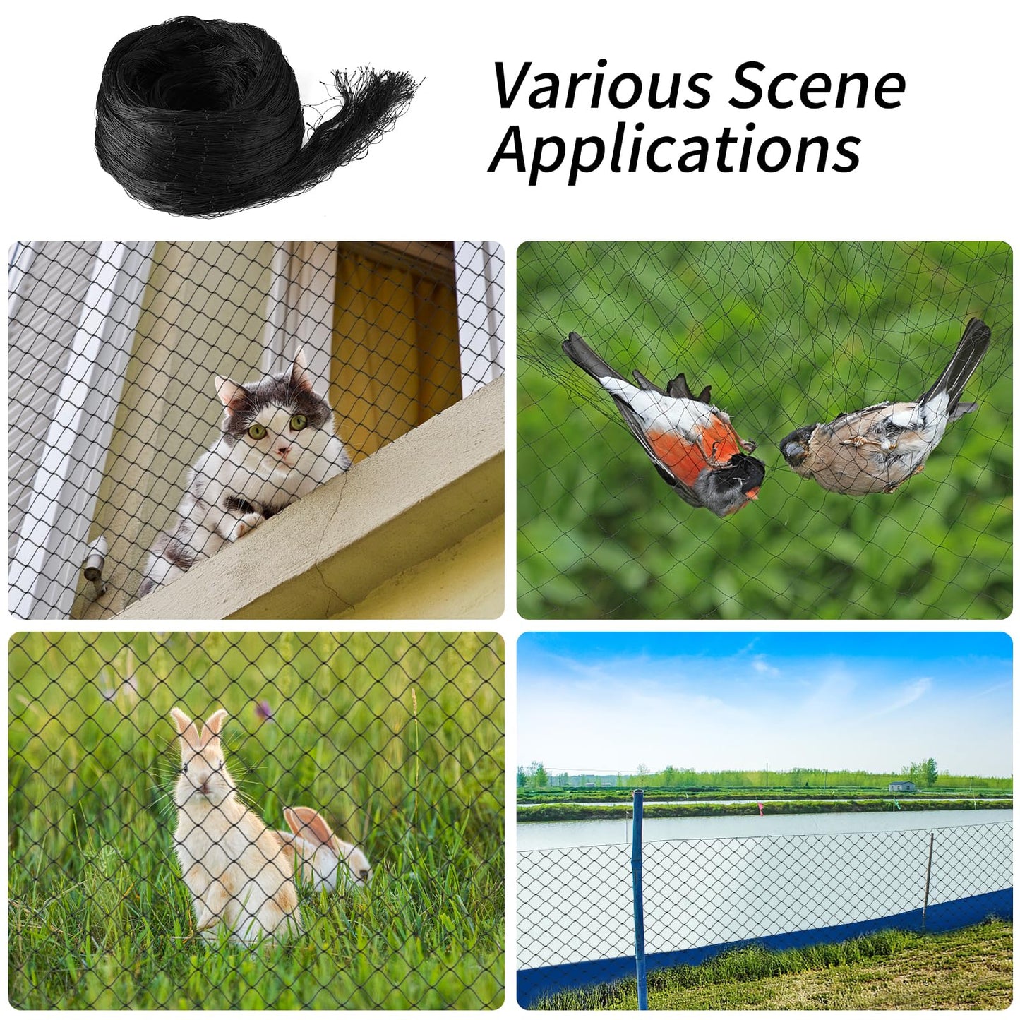 AnExer Cat Balcony Nets, Pets Anti-Fall Mesh Fence Safety Net, Transparent Nylon Pet Mesh Fence Anti-Fall Netting for Balcony Window Stairs Patio