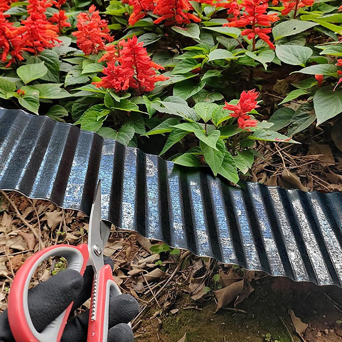 Metal Garden Edging Border 6” x 40ft, Bendable Sturdy & Flexible Landscape Lawn Edging, Wide-Corrugated Landscape Border for Raised Flower Beds, Tree Surrounds, DIY Yard Borders -Black