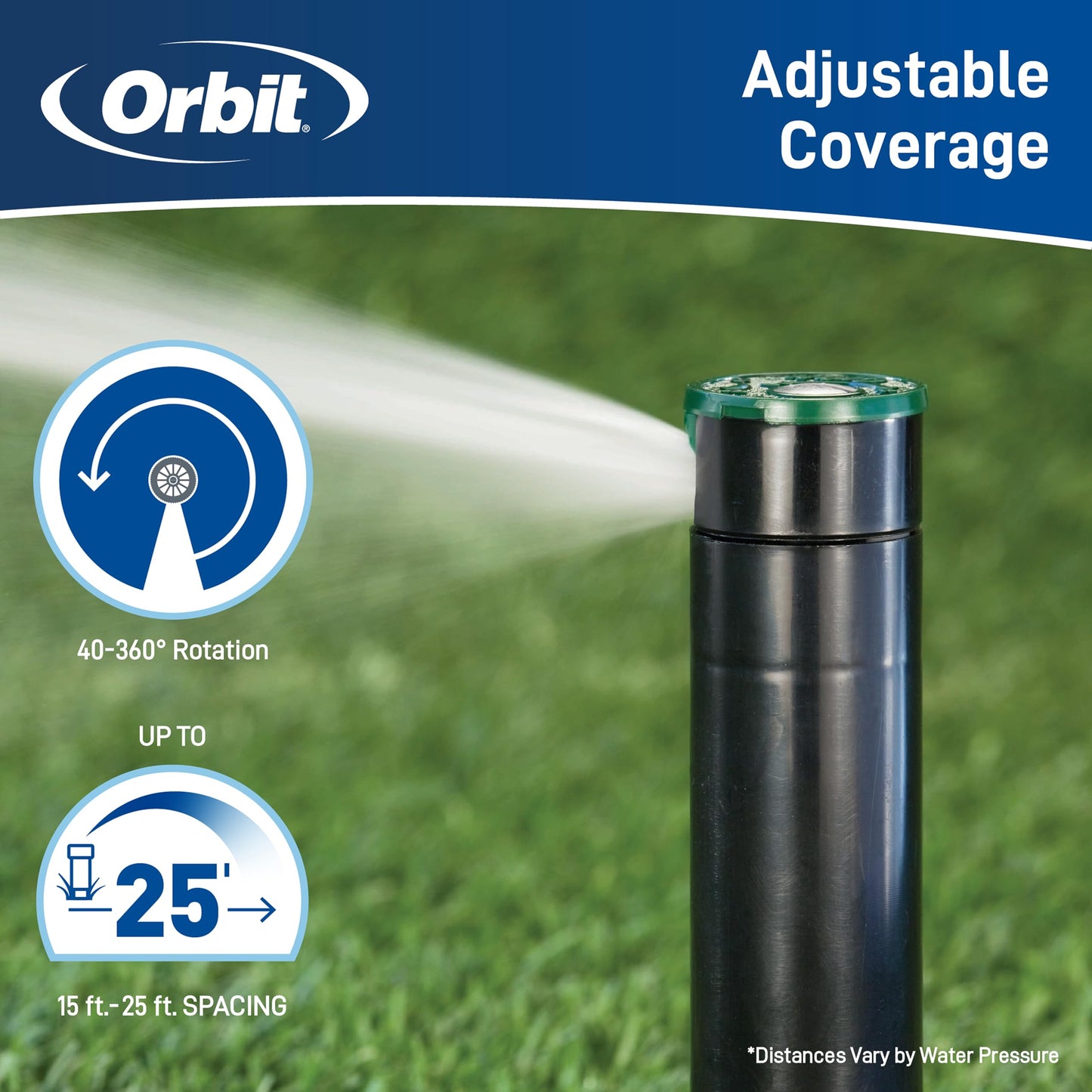 Orbit 55469 – Sprinkler Saturn III Medium Scope, pre-Installed with Nozzle, 5.50 x 11 x 17 cm, Black/Green