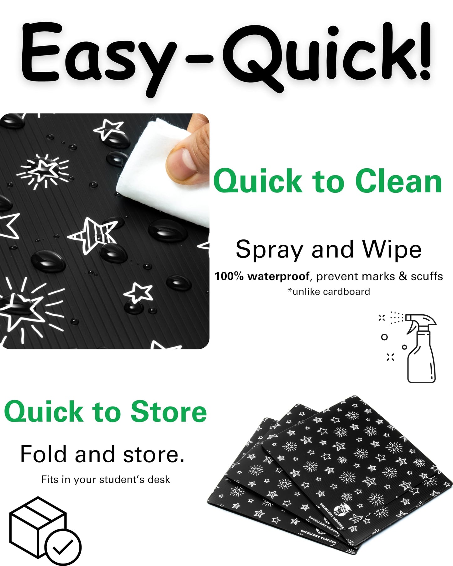 25 Plastic Privacy Folders for Students — Durable — Black Desk Dividers for Students, Easy-Store Privacy Shields for Student Desks, Testing Dividers for Classroom, Test Divider for Student Desks