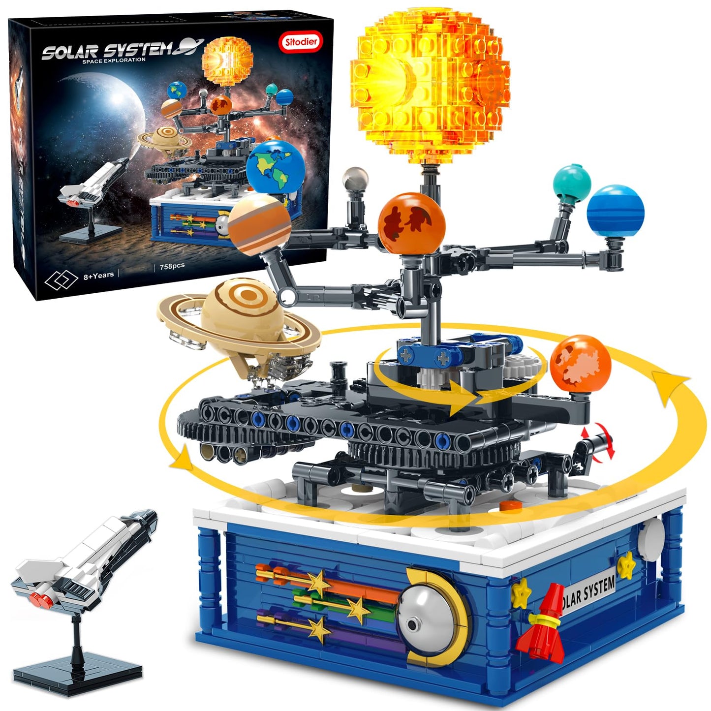 Sitodier Rotatable Solar System Building Blocks Set Toys for Boys Kids, 758pcs Bricks Space Exploration Building Toy, Nice Gifts for Boys Kids Ages 8 9 10 11 12 13 14