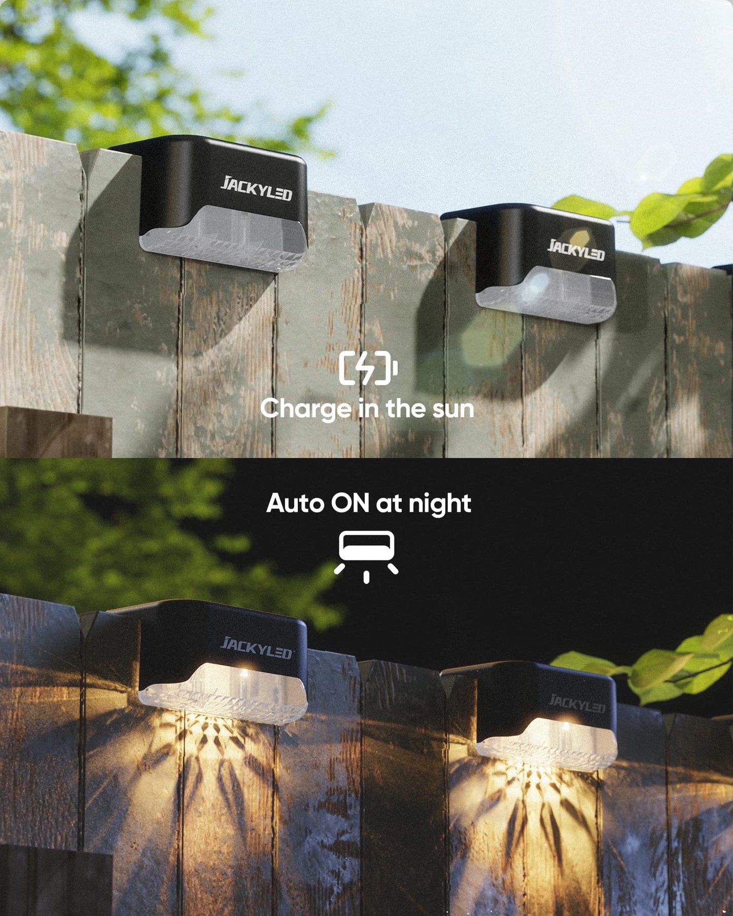 Solar Deck Lights Outdoor 16 Pack, JACKYLED Solar Step Lights Outdoor Waterproof LED Solar Powered Stair Lights for Patio Deck Porch Step Fence Railing Wall Garden Pool Yard