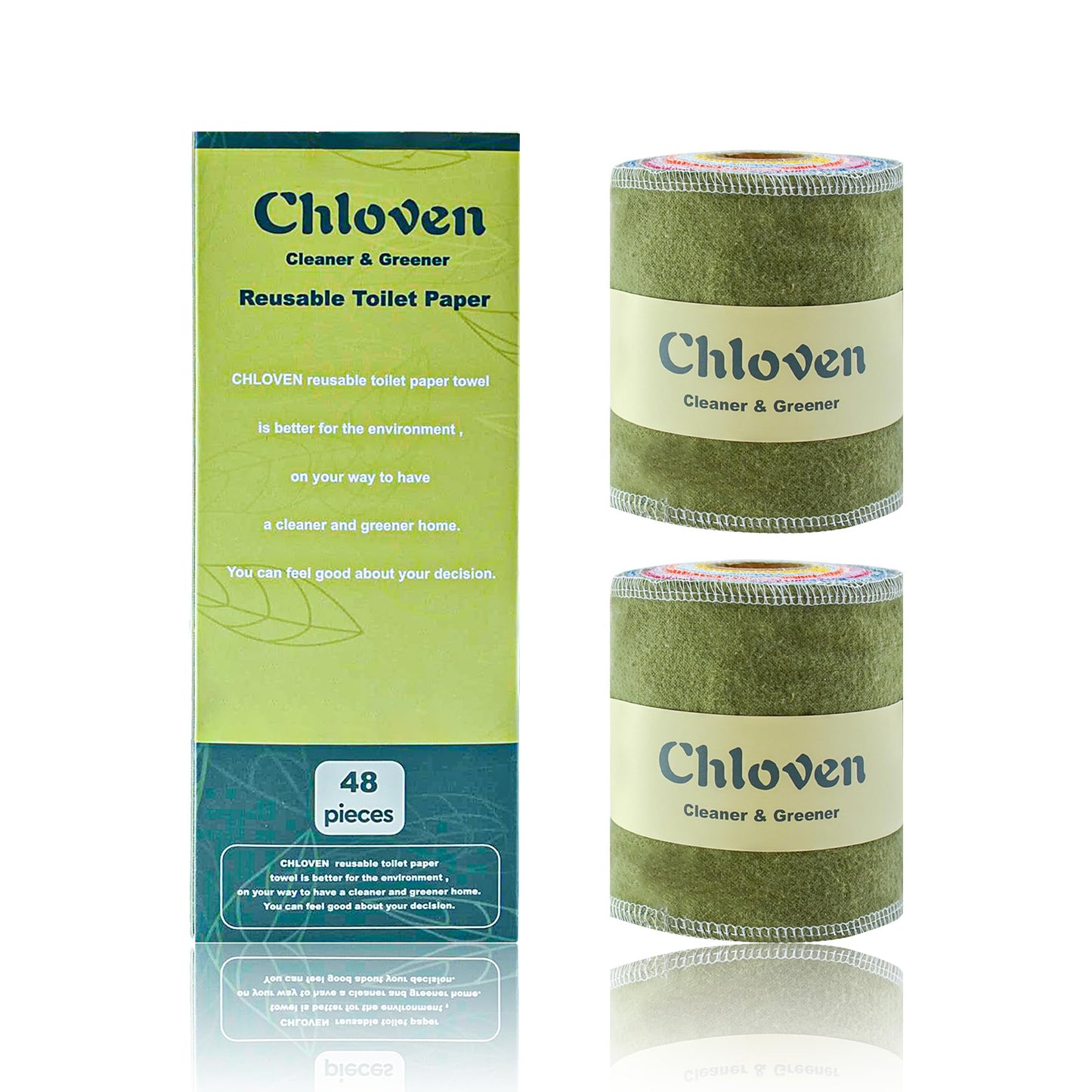 Chloven Reusable Toilet Paper - 48 Pack Eco Friendly Cloth Wipes - Super Soft, Absorbent Toilet Paper Cloth Washable Roll - Zero Waste Reusable Bidet Towels