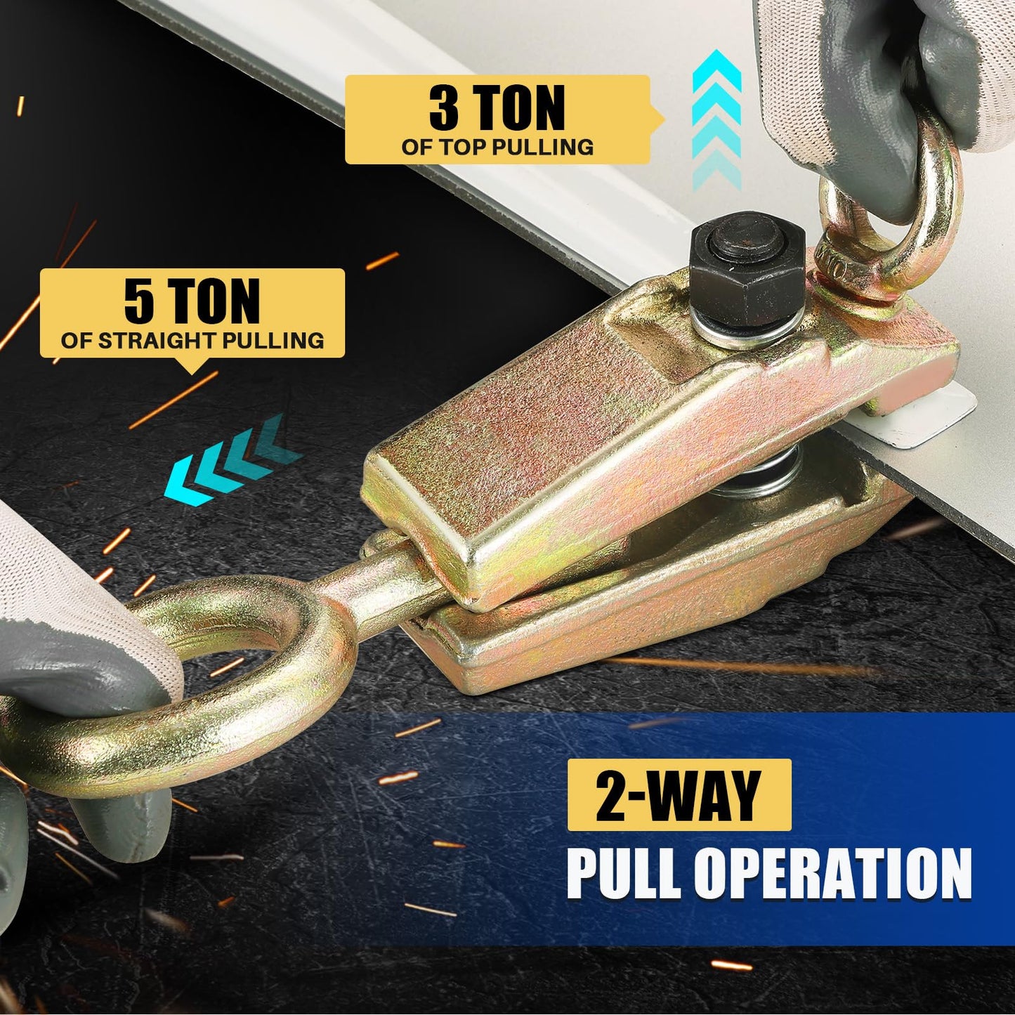 MYFULLY 5 Ton 2-Way Auto Body Repair Pull Clamp Heavy-Duty Self-Tightening Frame & Sheet Metal Repair Tool with Anti-Rust Grips Collision Repair Clamp for Top & Straight Pulling