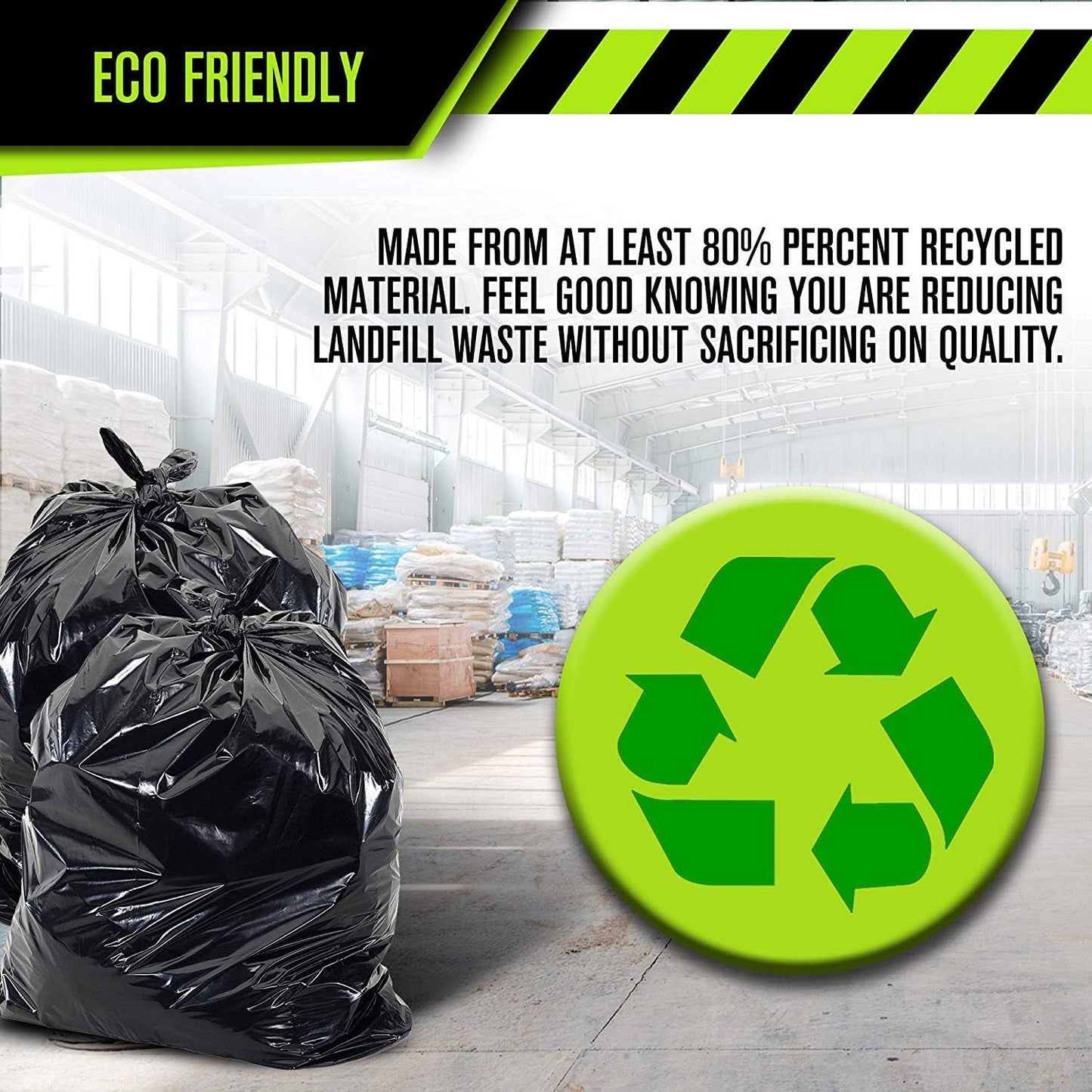 Aluf Plastics 65 Gallon Trash Bags Heavy Duty - 50 Pack - 1.5 MIL - 50" x 48" - Black Plastic Garbage Can Liners for Contractor, Lawn and Leaf, Outdoor, Storage, Commercial, Industrial, Toter, Bag