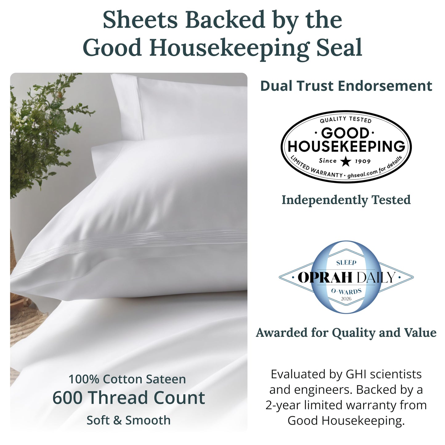 California Design Den -Twin Sheet Set 100% Cotton Sheets, 600 Thread Count, Deep Pocket, Soft & Crisp White Sheets Set, 3 Pc Twin Sheets Set, Sateen Weave, Beats Egyptian Cotton Claim (Bright White)