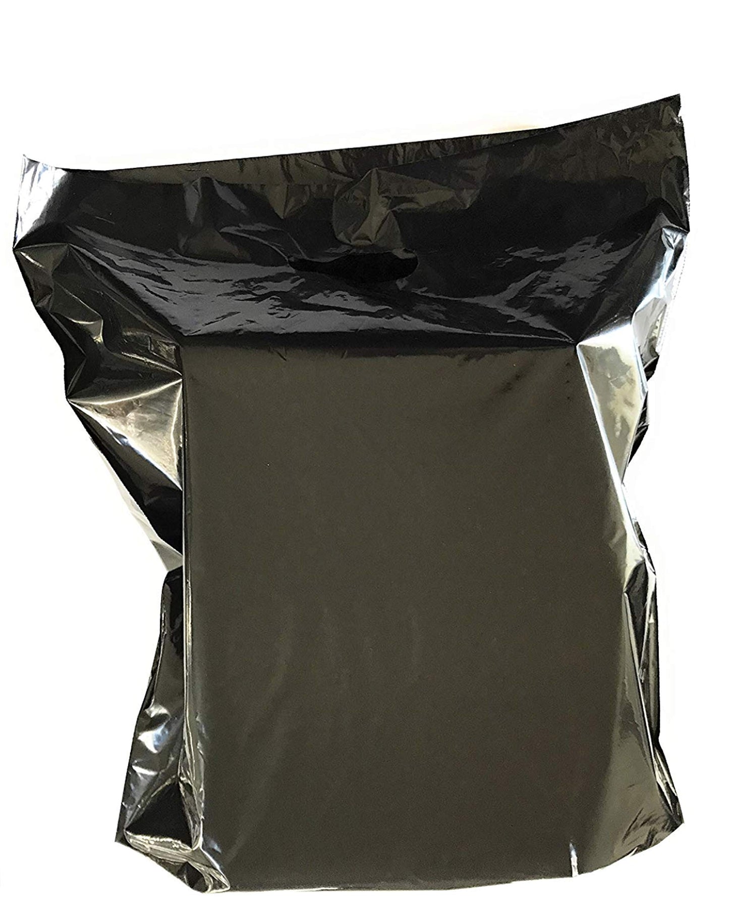 BLACK PLASTIC MERCHANDISE STORE BAGS, different sizes 9"x12", 12"x15", 15"x18" PACKS of 100/200/500 Retail Product Bags I 100% Recyclable (200, 15"x18)